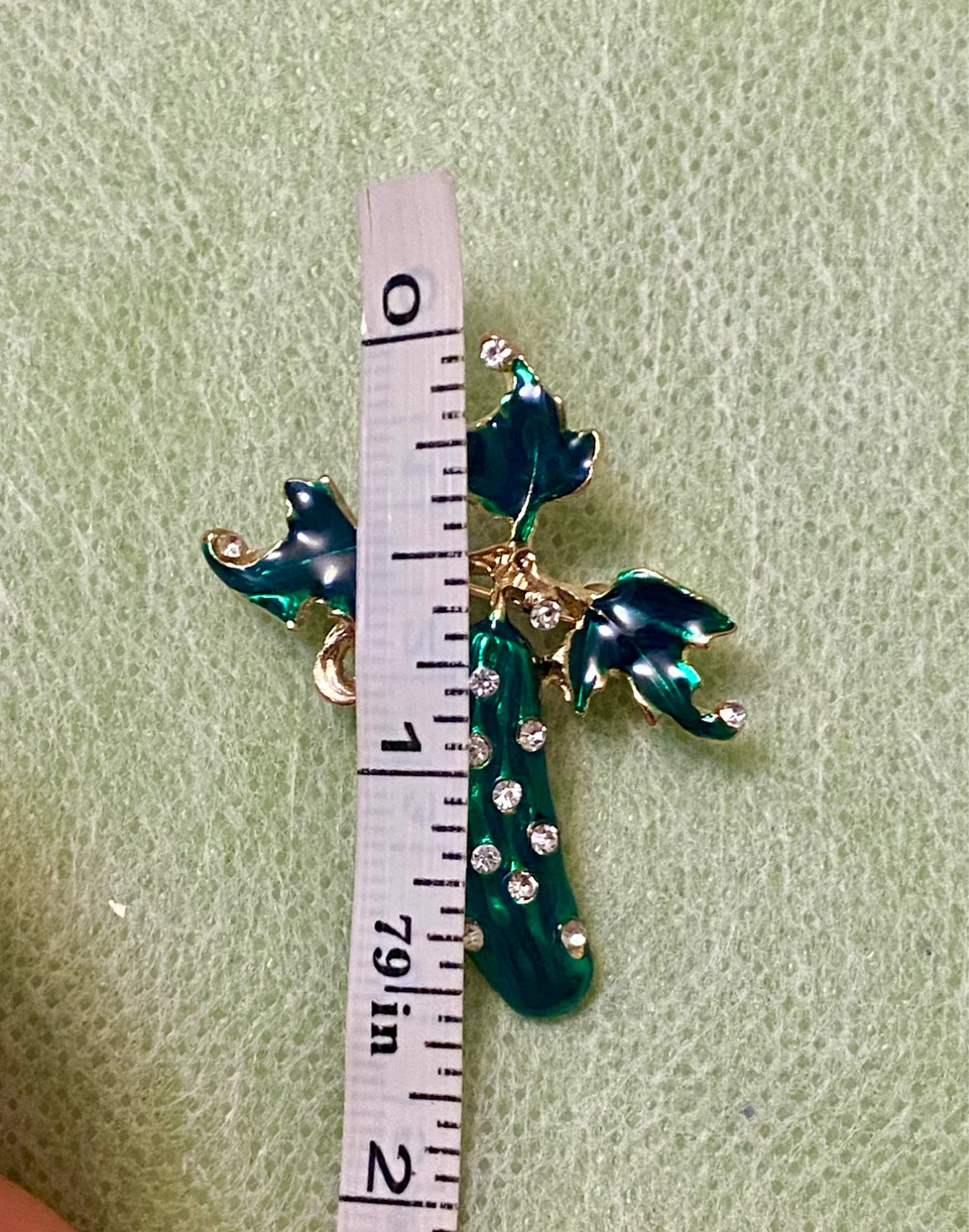 Enamel Cucumber Brooch with Rhinestones - photo 4