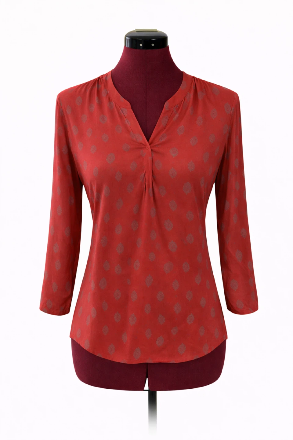 Paisley Print V-neck Long Sleeve Blouse