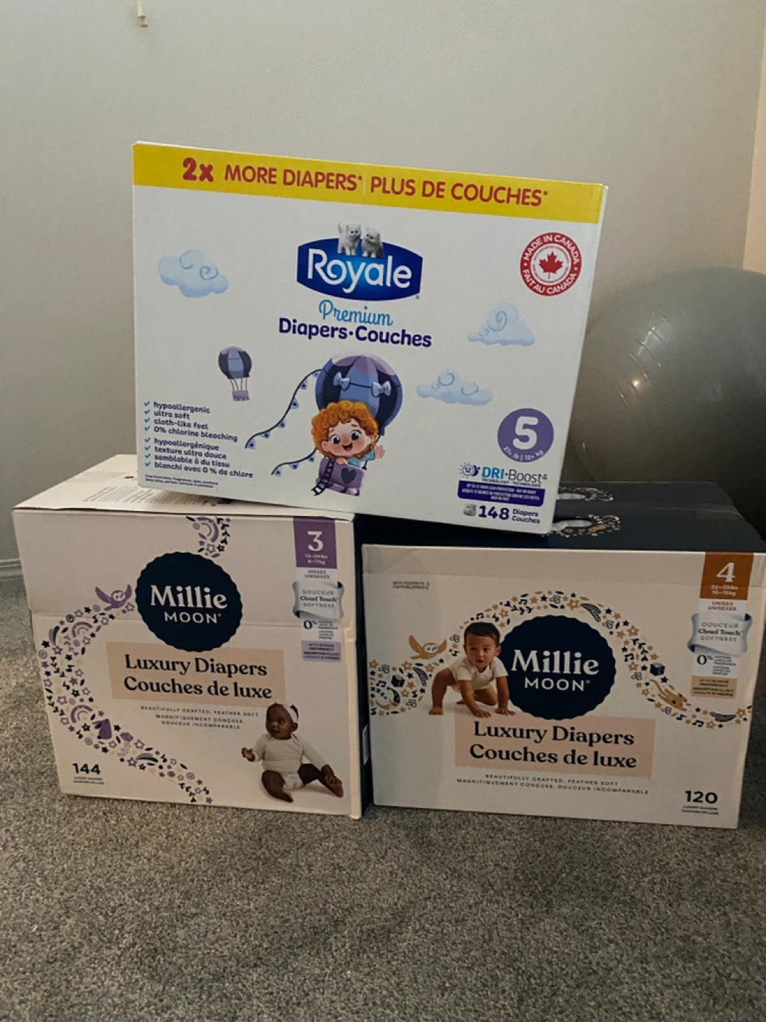 Royale, Millie Moon Diapers - Sizes 3, 4, & 5