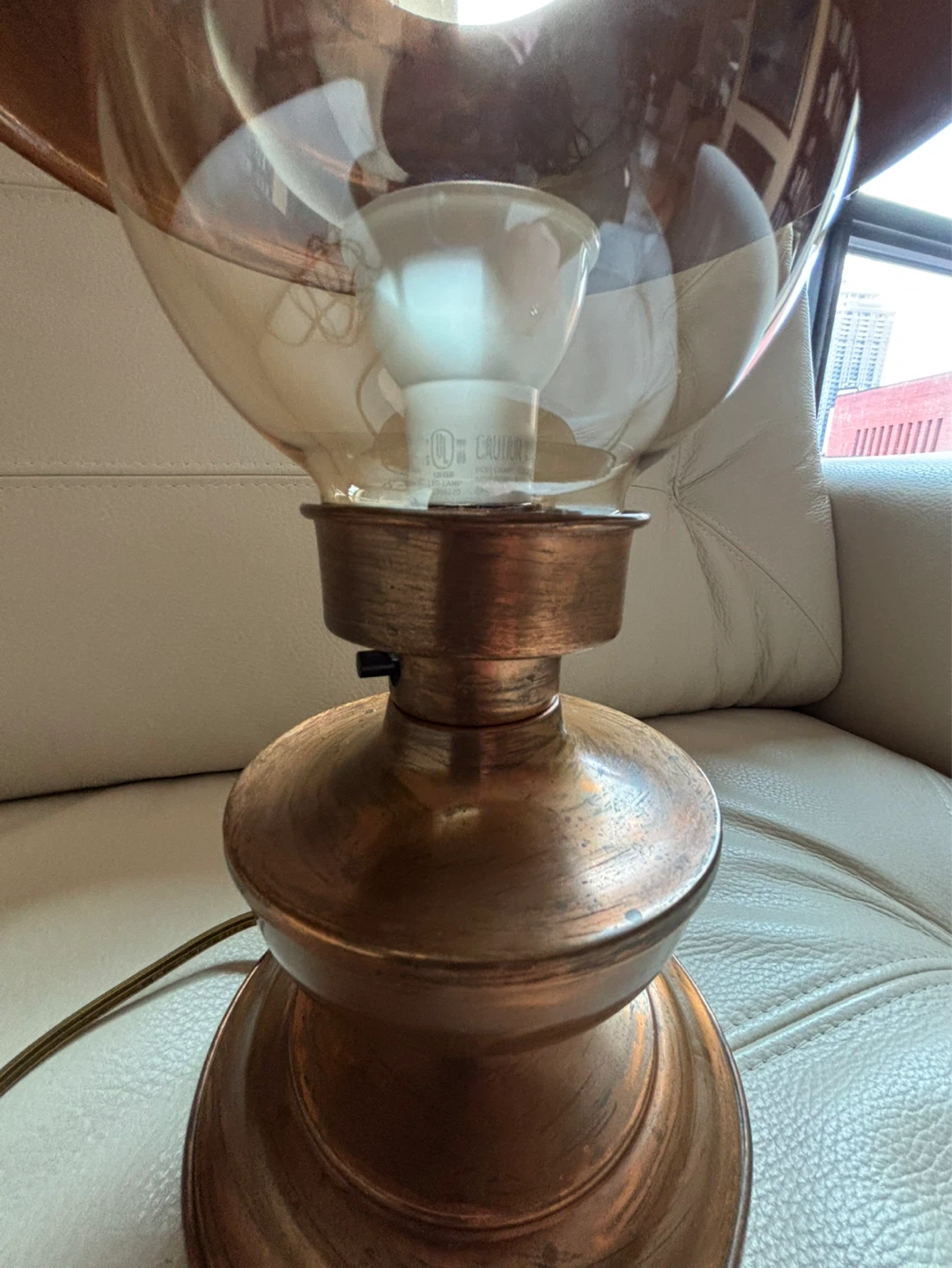 Vintage Copper and Glass Table Lamp - photo 2