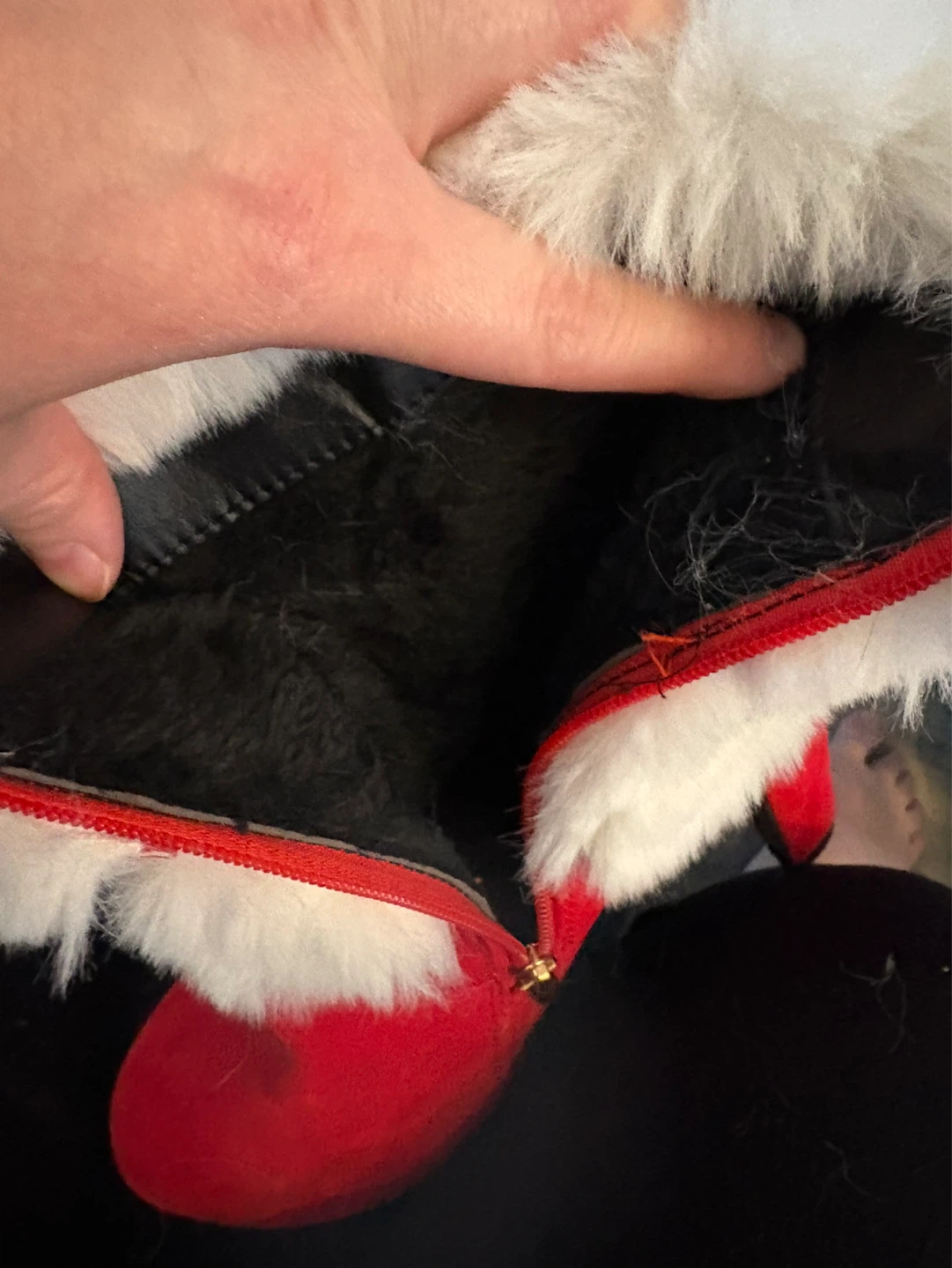 Red Santa Boots with White Faux Fur Trim and Bows - photo 3