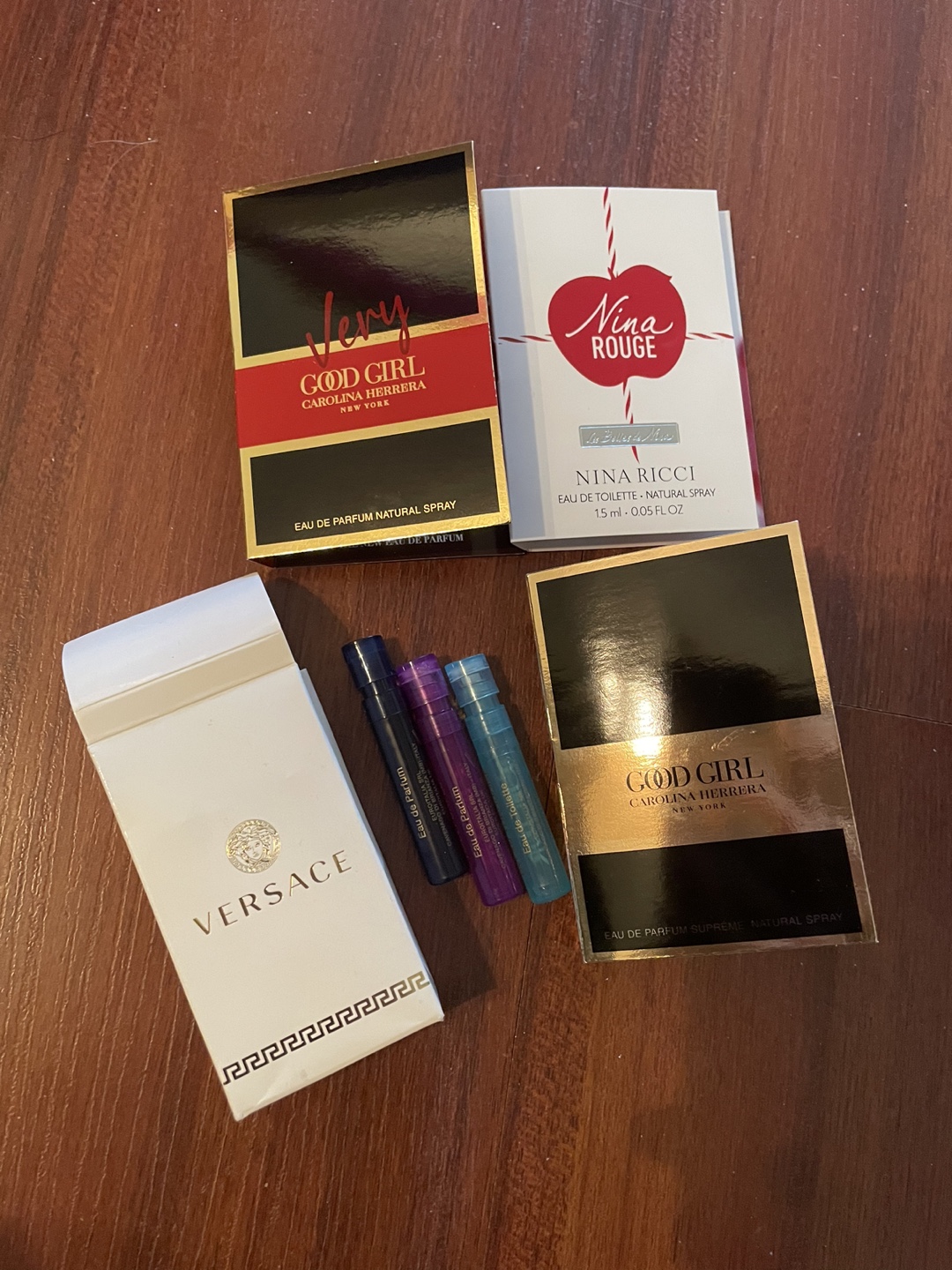 Carolina Herrera, Nina Ricci, Versace Perfume Sample Set