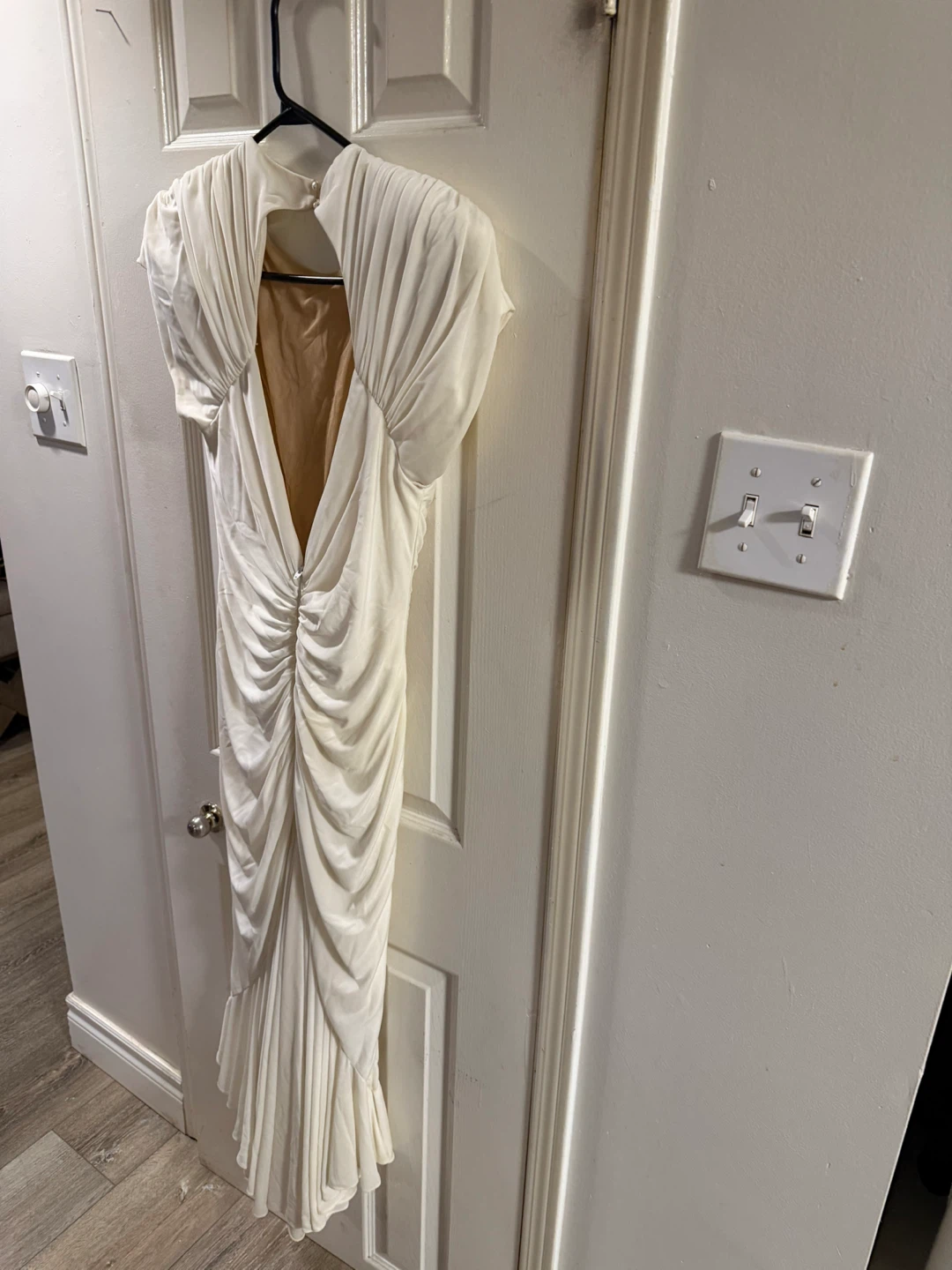 Vintage Cream Ruched Sequin Evening Dress - photo 4