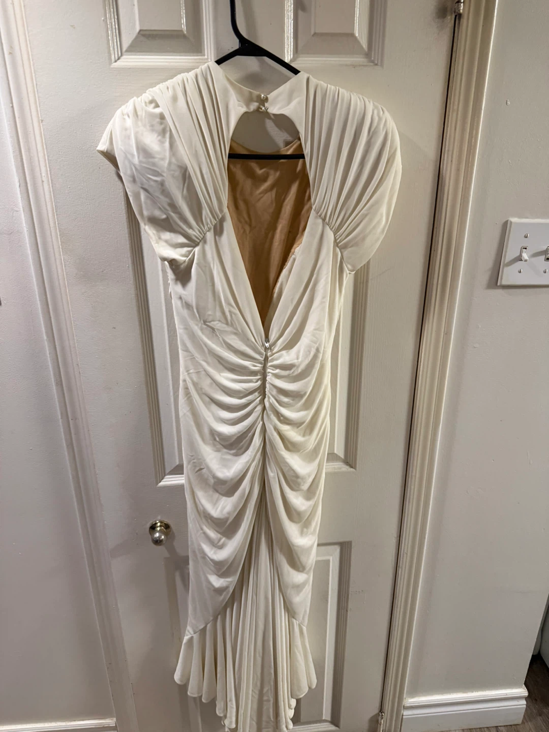 Vintage Cream Ruched Sequin Evening Dress - photo 3