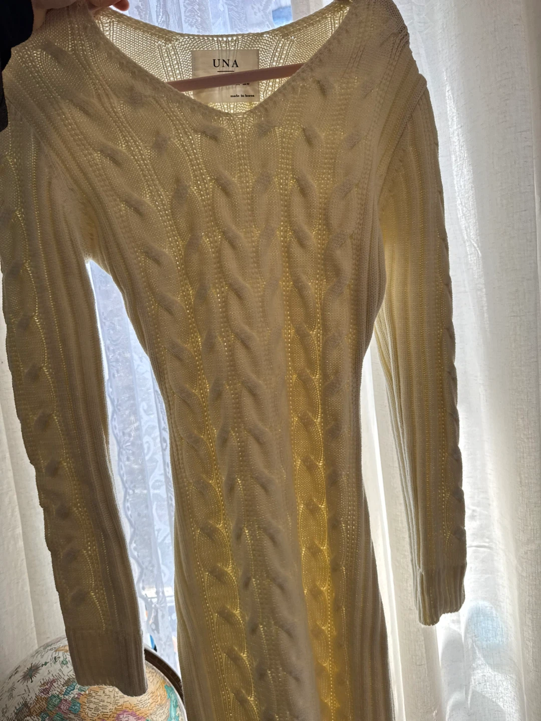 From Korea - Cable Knit Sweater Dress