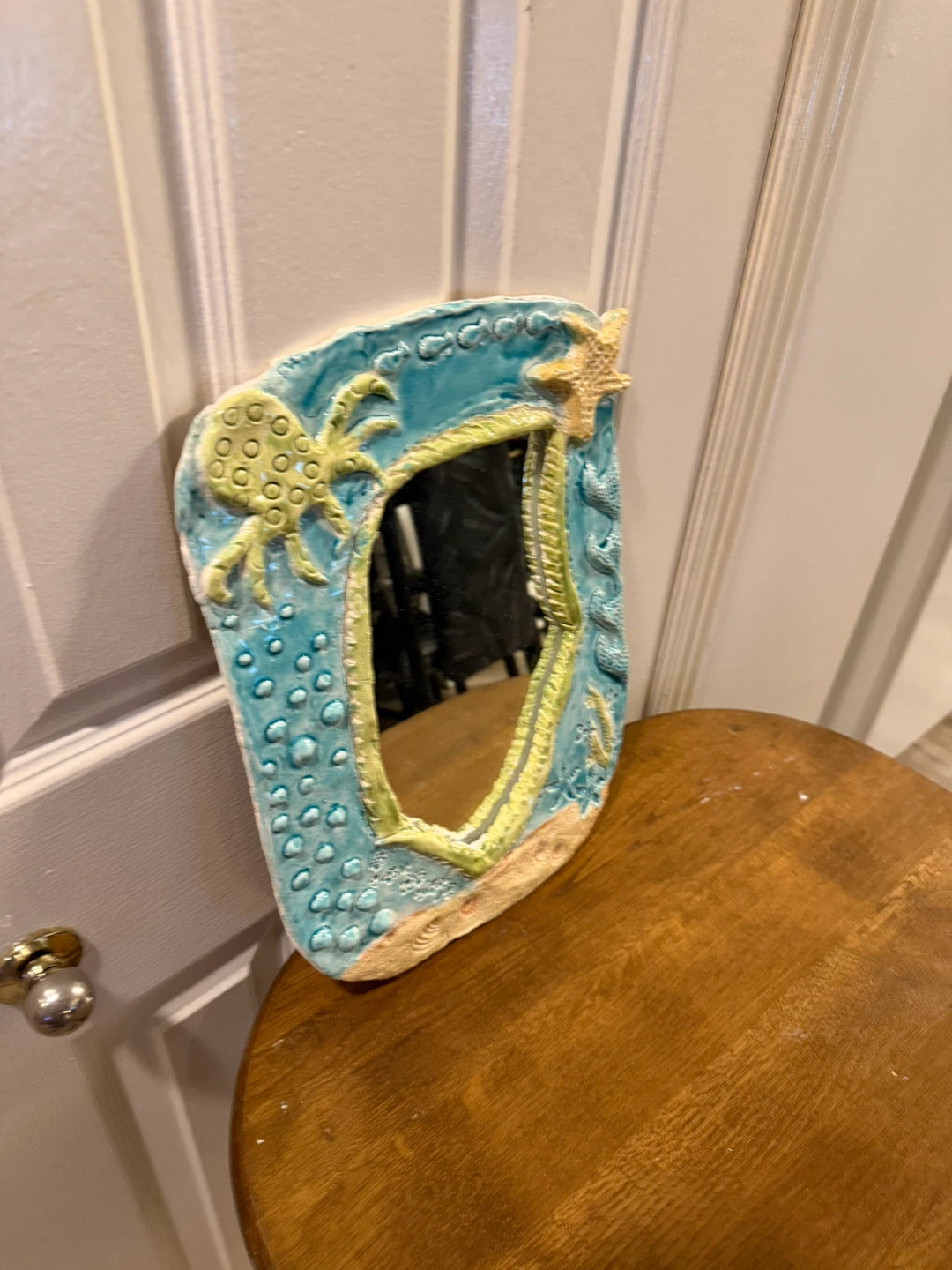 Handmade Ceramic Octopus and Starfish Beach Mirror - photo 2