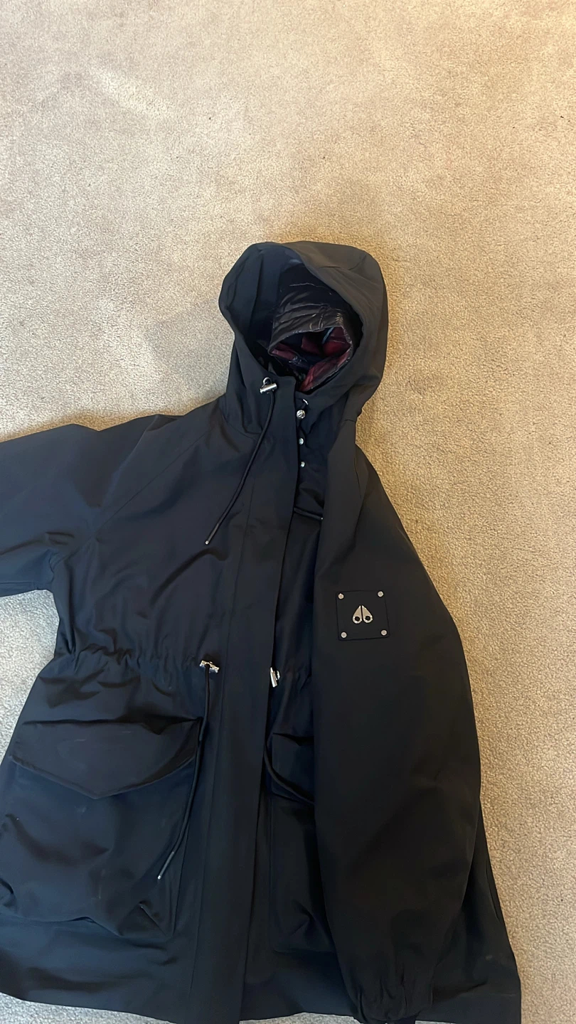 Moose Knuckles Black Parka Jacket with Red Plaid Lining - photo 2