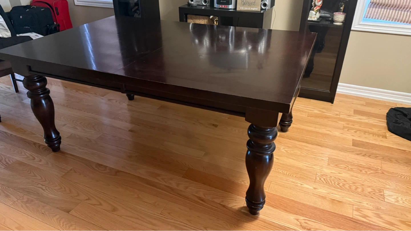 Dark Wood Dining Table and Cabinets