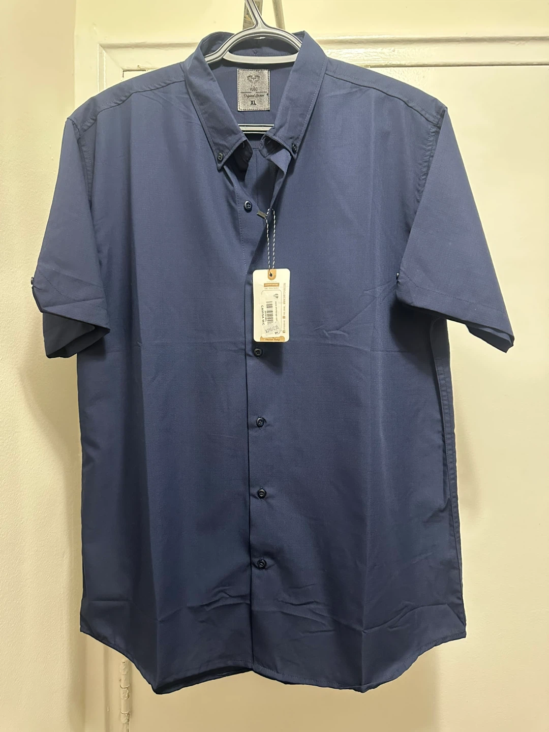 Classic Short Sleeve Button-Up Shirt - Navy - Size M - photo 2