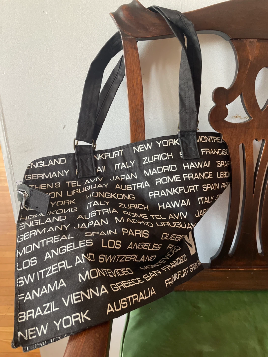 Monogrammed City Print Tote Bag