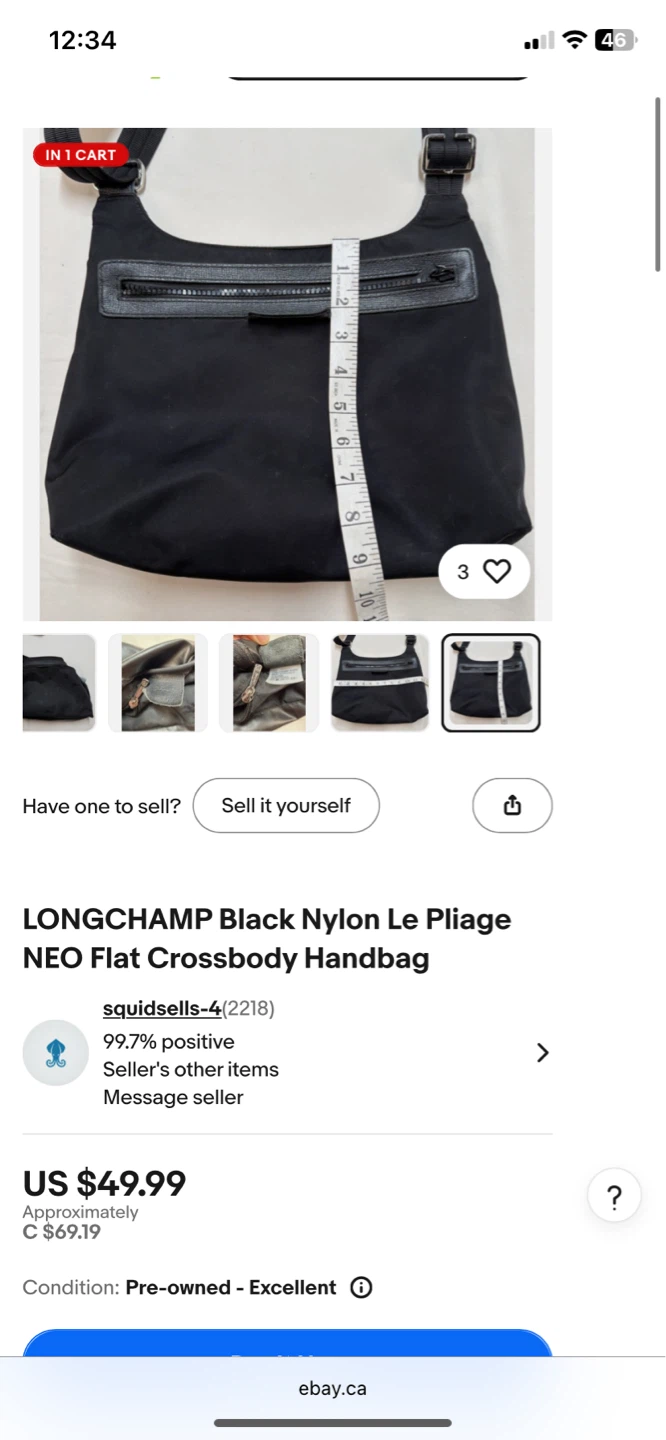 LONGCHAMP Black Nylon Le Pliage NEO Flat Crossbody Handbag - photo 5