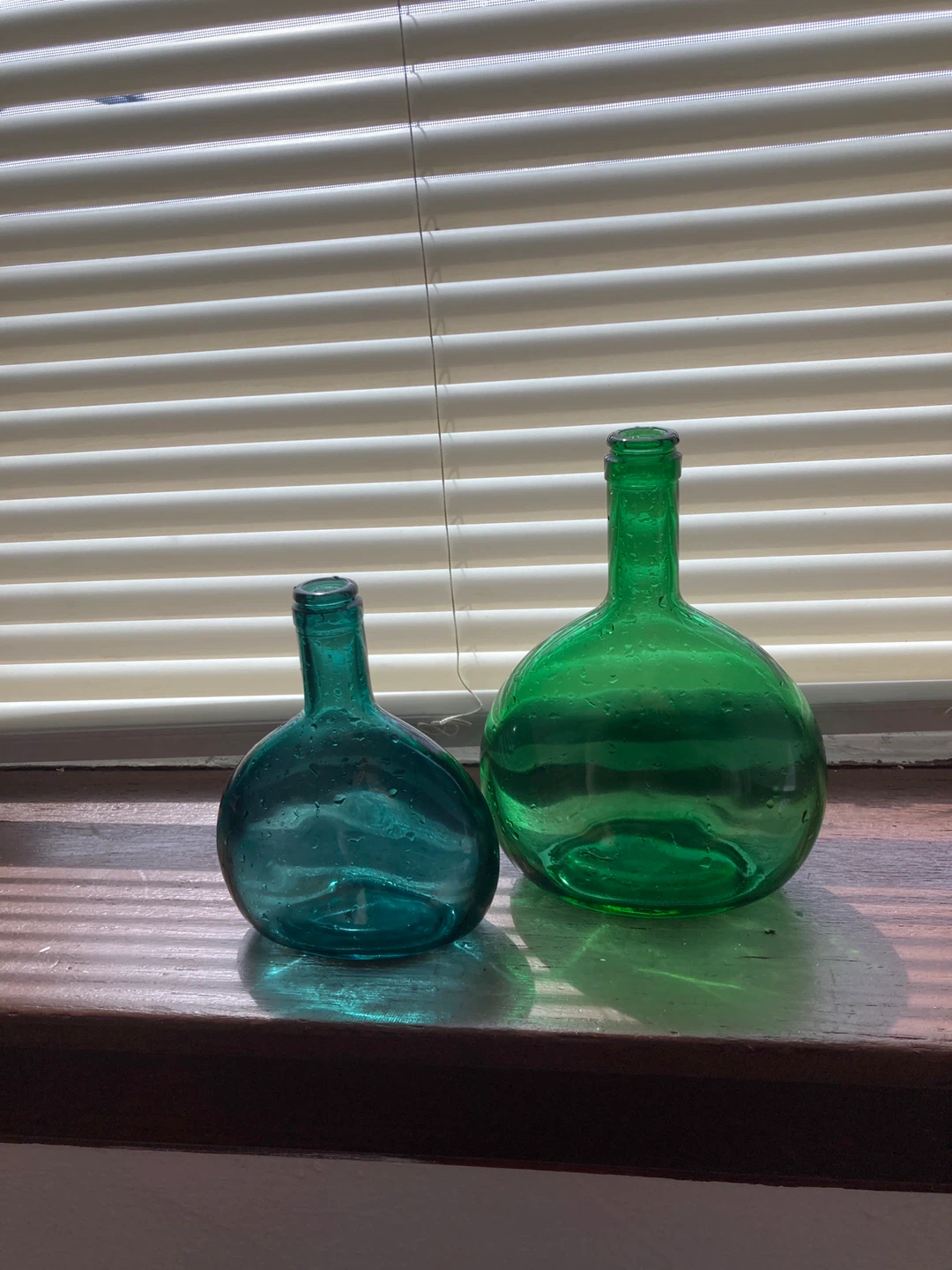 Set of 2 Green Glass Decorative Bottles - photo 2