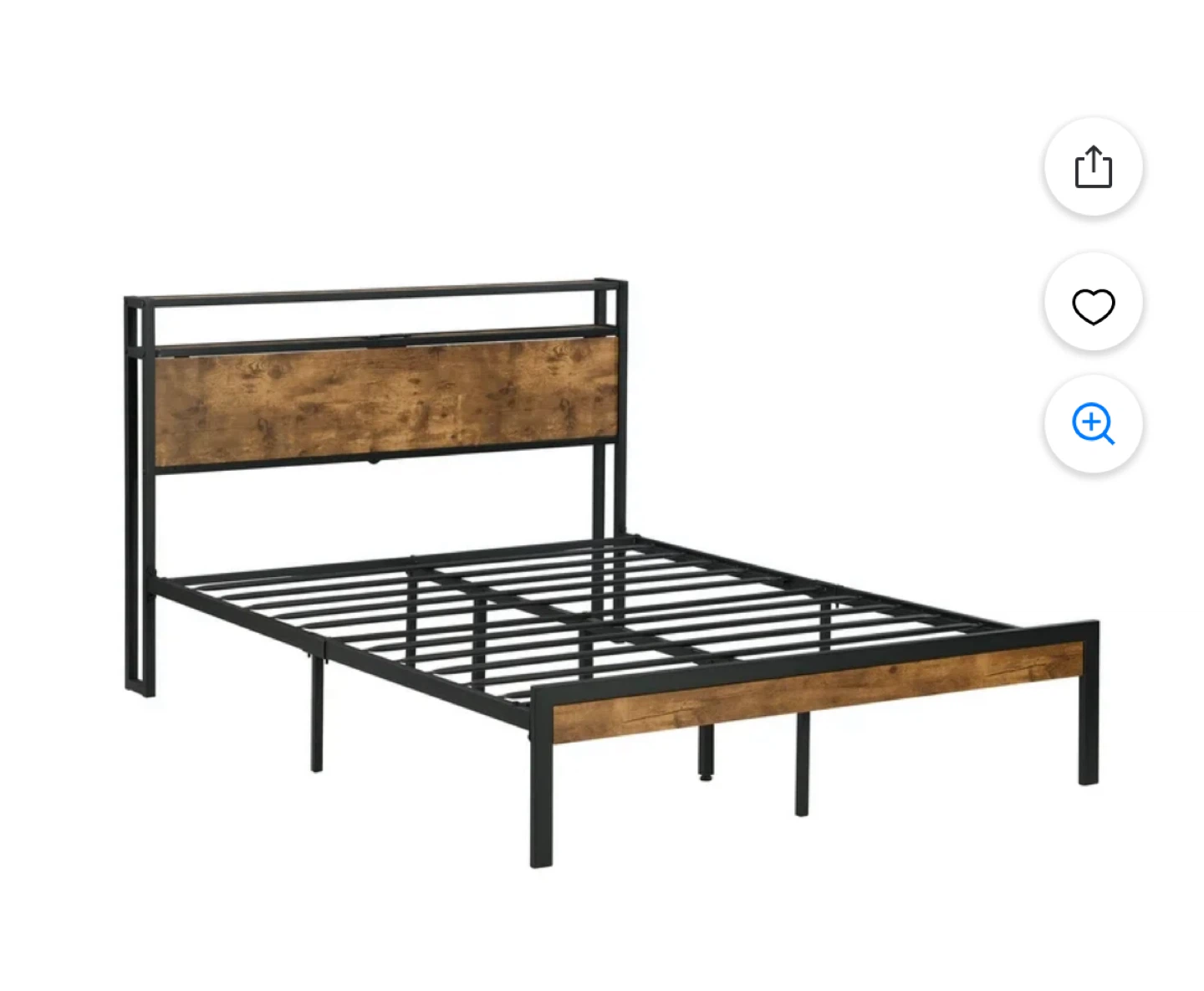 Queen Industrial Style Bed Frame with Headboard Storage - photo 3