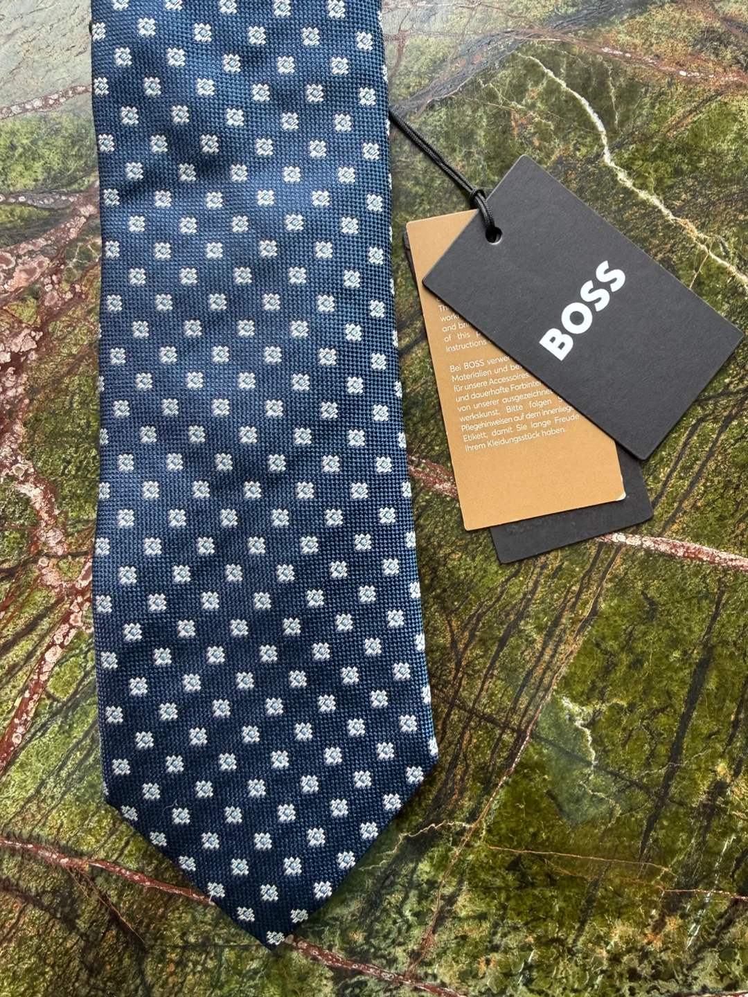 BOSS Navy Blue Dotted Silk Tie - photo 4