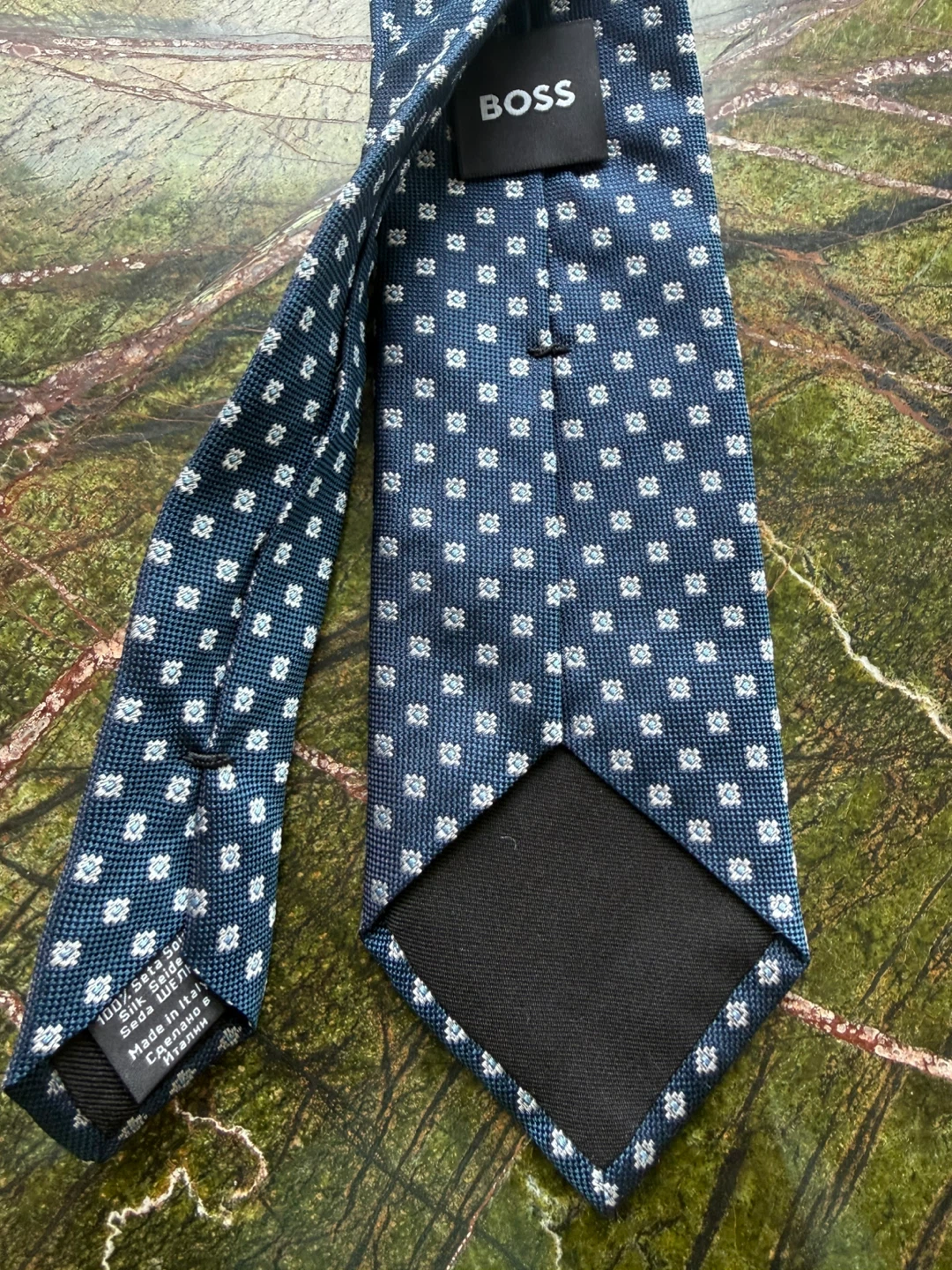 BOSS Navy Blue Dotted Silk Tie - photo 2