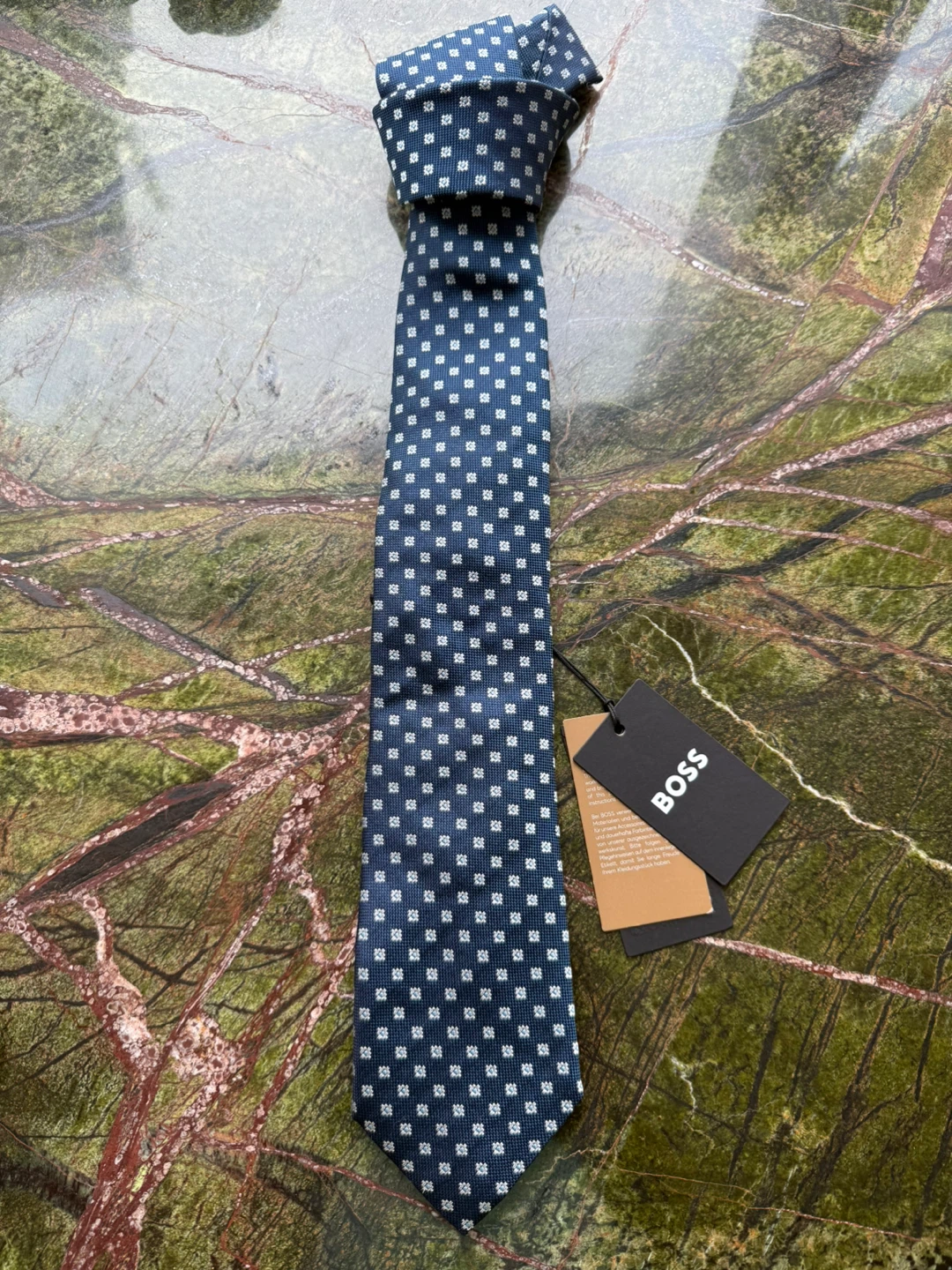 BOSS Navy Blue Dotted Silk Tie - photo 3