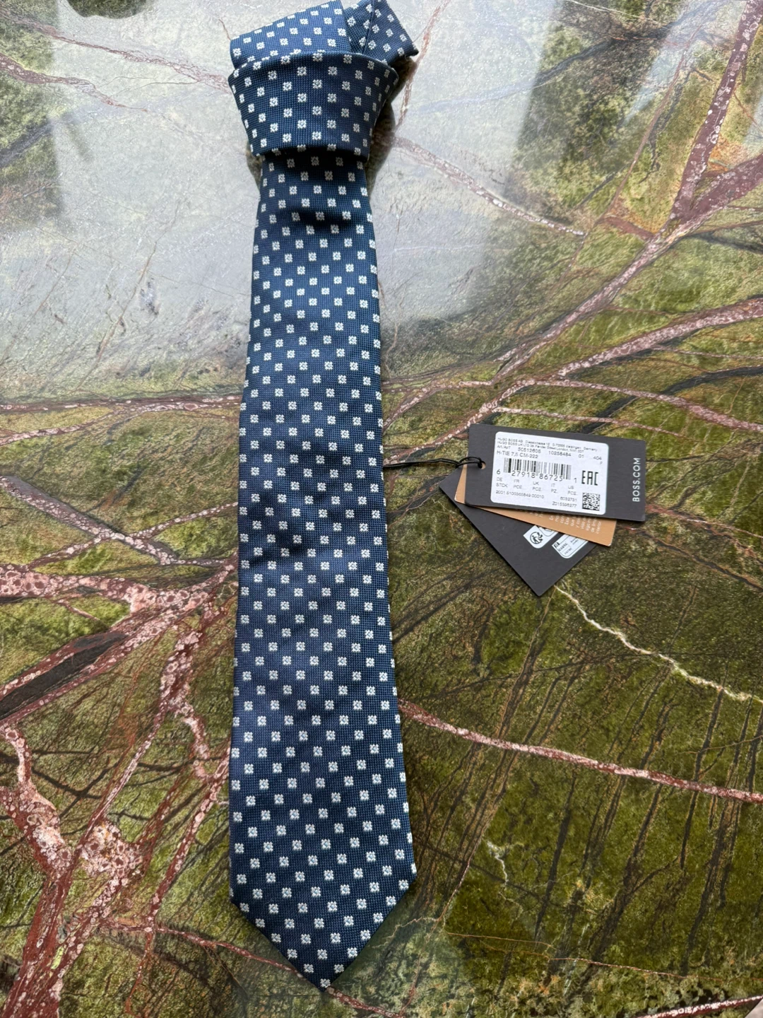 BOSS Navy Blue Dotted Silk Tie - photo 5