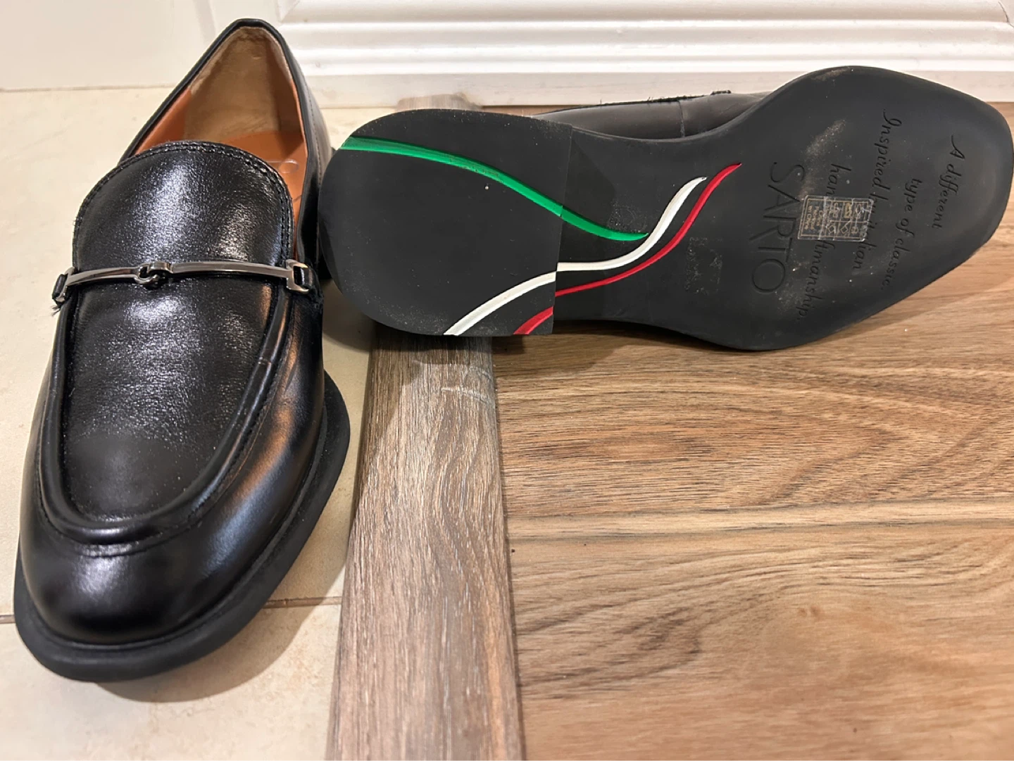 Sarto Black Leather Loafers with Metal Bit - photo 3
