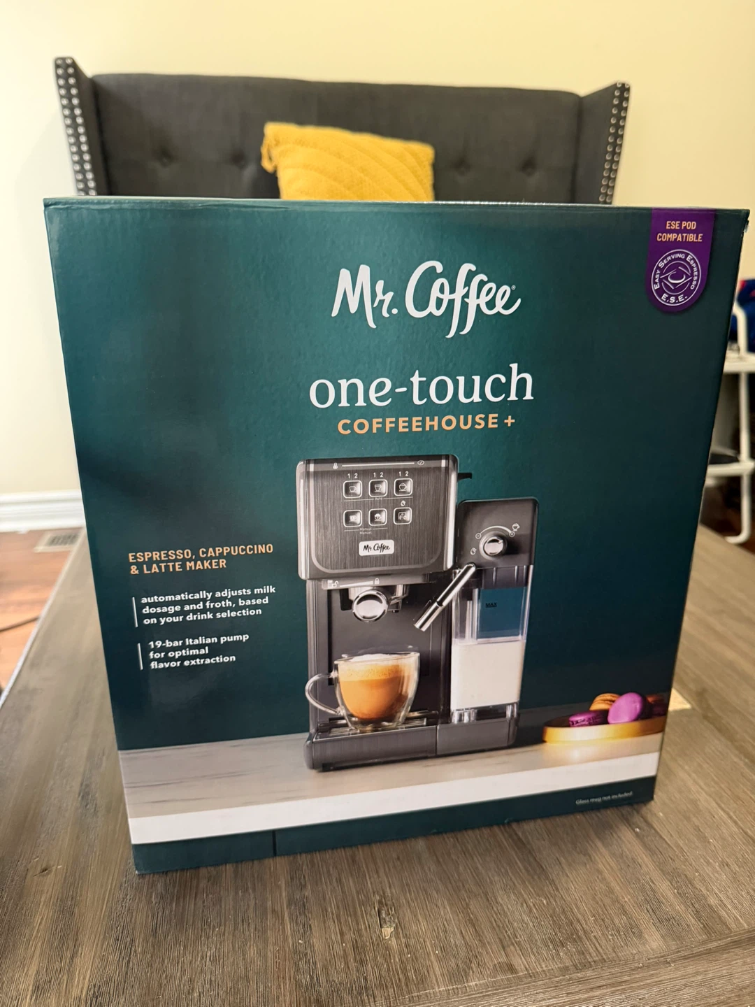 Mr. Coffee One-Touch Espresso Machine with Milk Frother, Grey