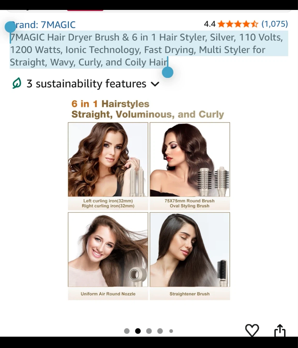 7MAGIC Hair Dryer Brush & 6 in 1 Hair Styler Silver - photo 2