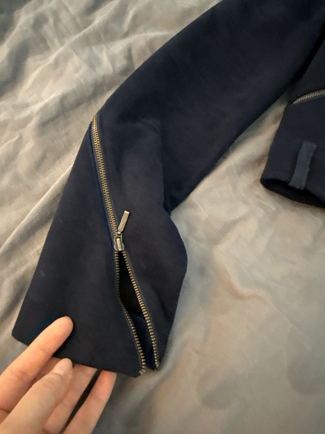 SHEIKE Navy Blue Suede Moto Jacket - photo 3