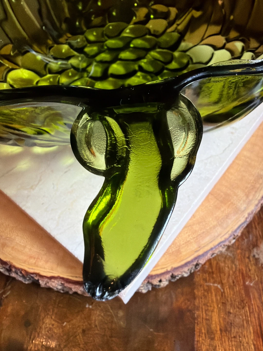 Vintage Avocado Green Indiana Glass Grape Salad Bowl - photo 5