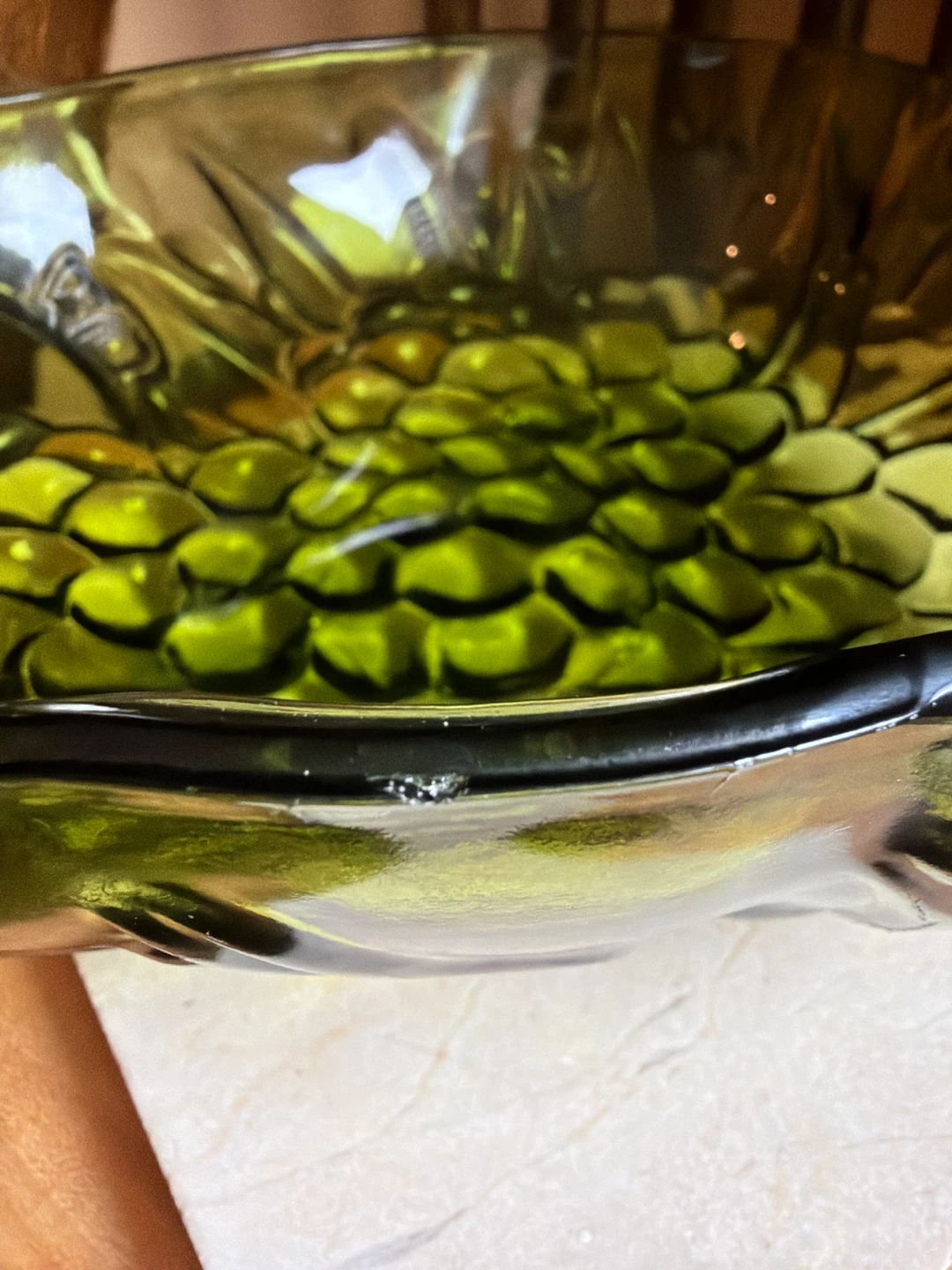 Vintage Avocado Green Indiana Glass Grape Salad Bowl - photo 4