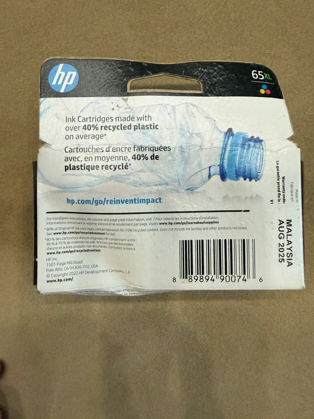 HP 65XL Tri-color Original Ink Cartridge - photo 2
