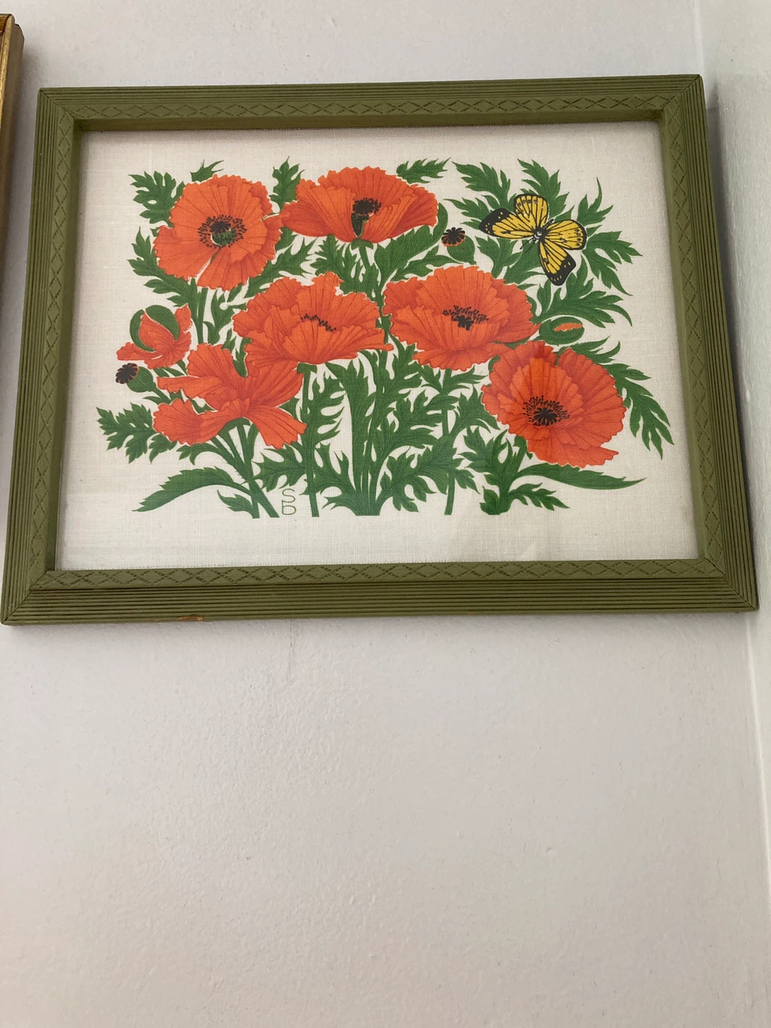 Silk Screening Art Print - Poppies and Butterfly - November 1978