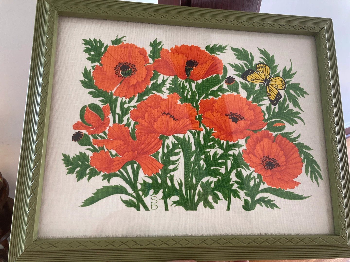 Silk Screening Art Print - Poppies and Butterfly - November 1978 - photo 2