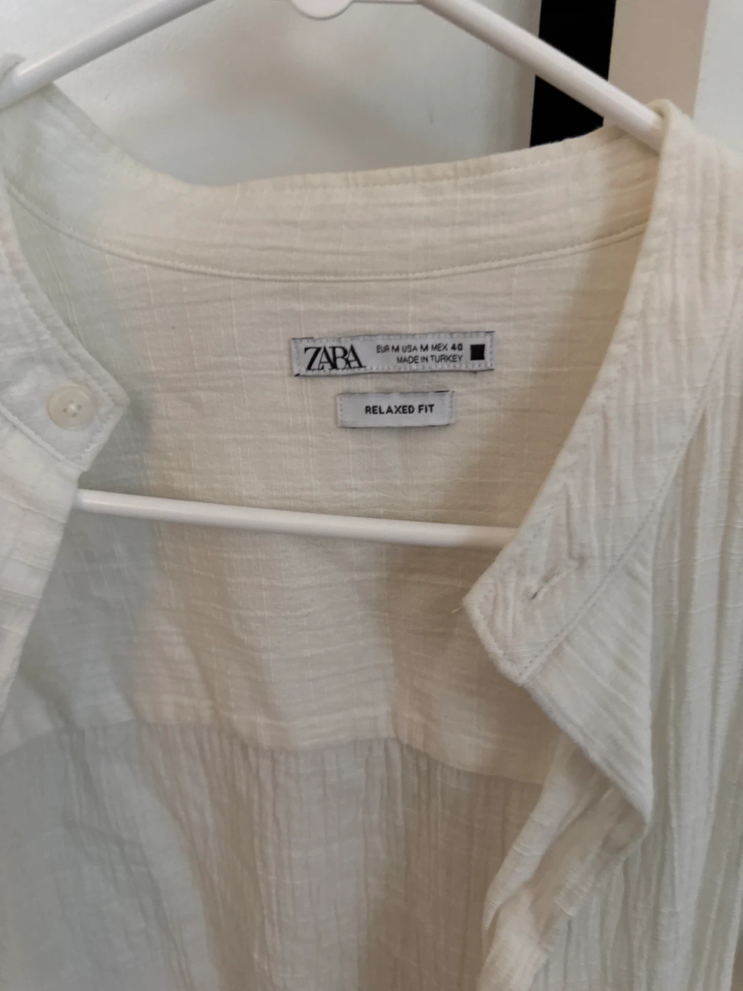 Unisex ZARA Relaxed Fit Shirt - Cream, Size M - photo 2