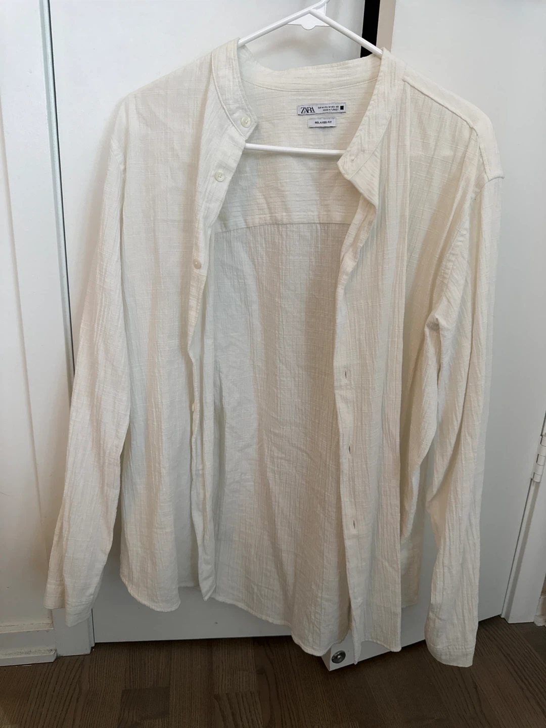 Unisex ZARA Relaxed Fit Shirt - Cream, Size M