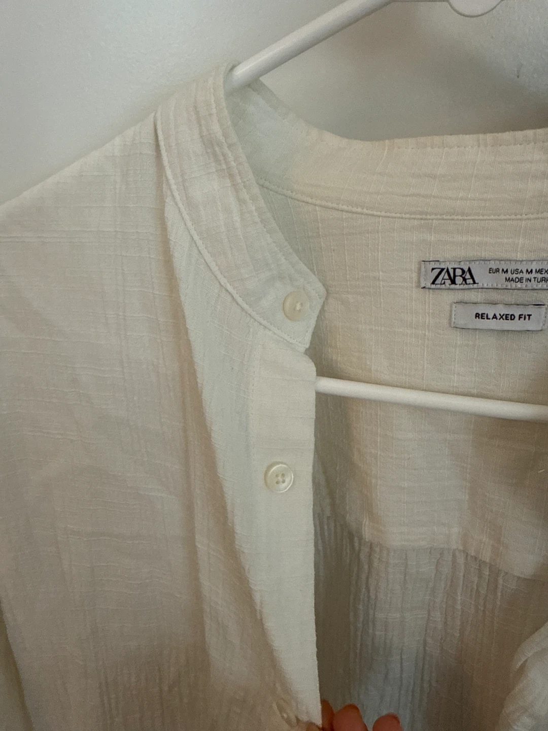 Unisex ZARA Relaxed Fit Shirt - Cream, Size M - photo 3
