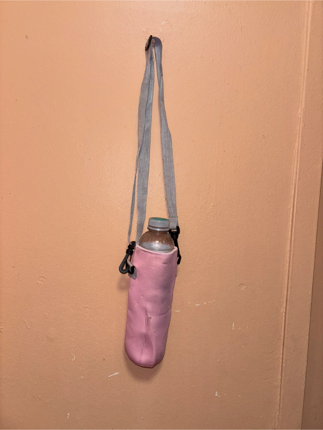 Pink Neoprene Water Bottle Holder with Strap