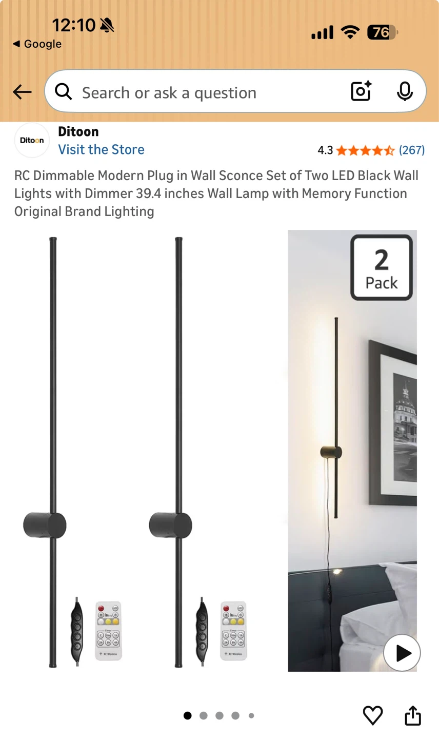 Ditoon LED Wall Sconce Set of 2 - photo 4