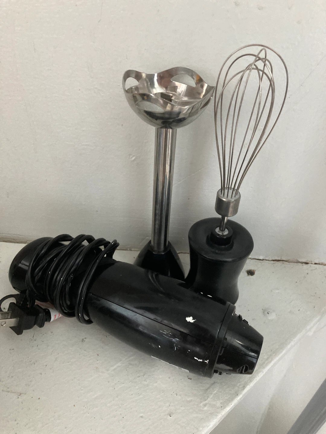 Black Immersion Hand Blender with Whisk Attachment