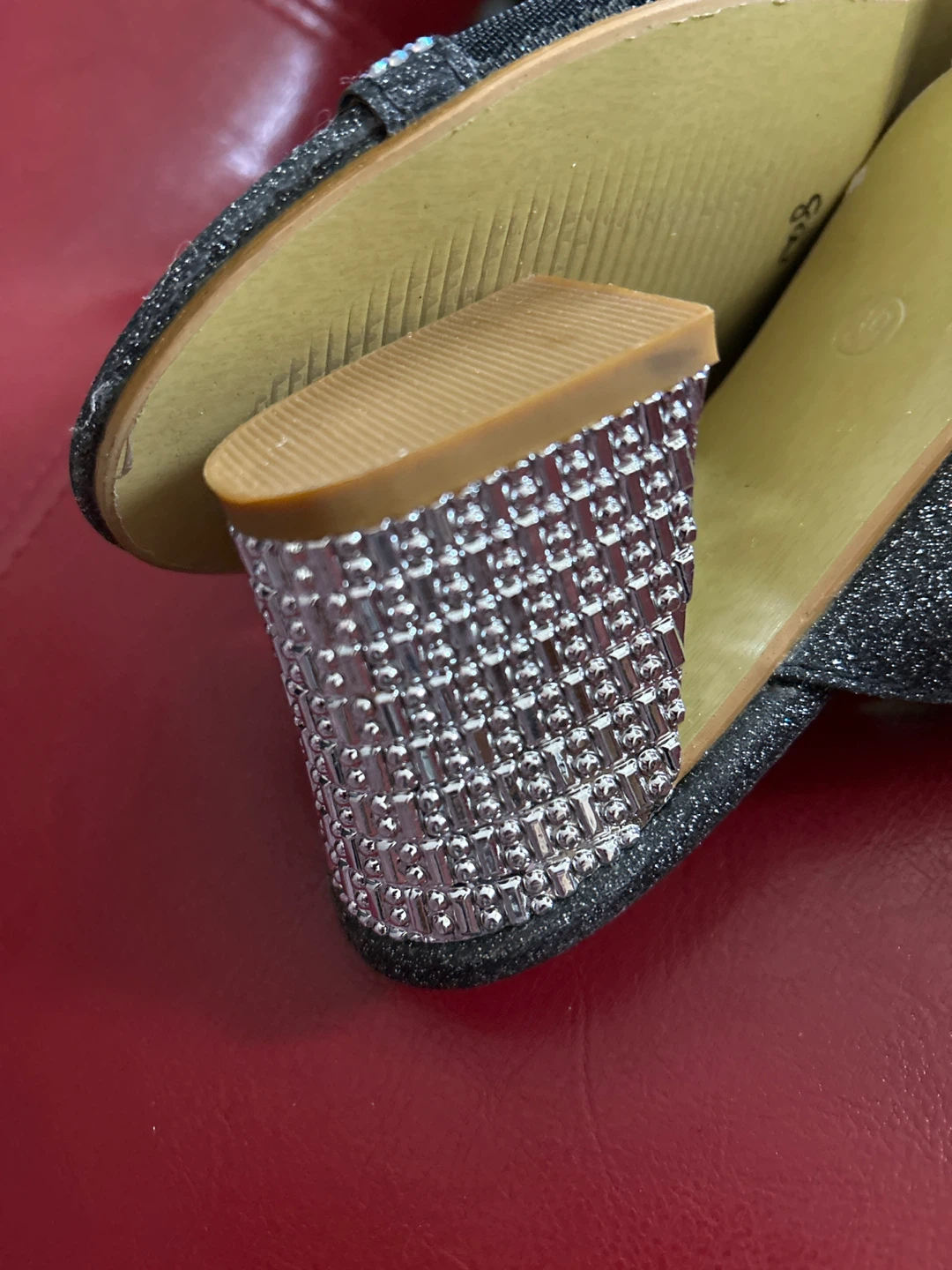 L'amour Black Glitter Mules Size 39 - photo 3