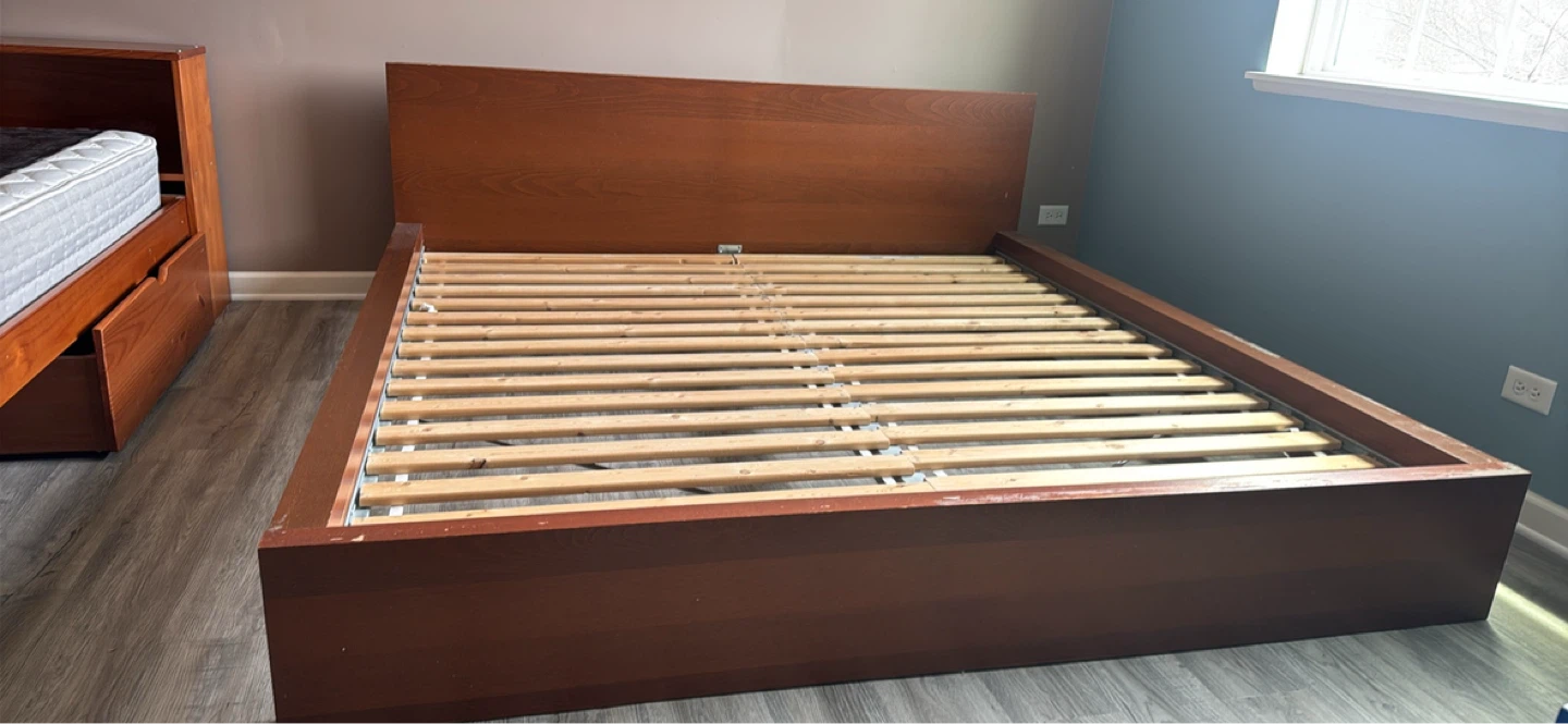 IKEA Malm - Wood Bed Frame with Headboard