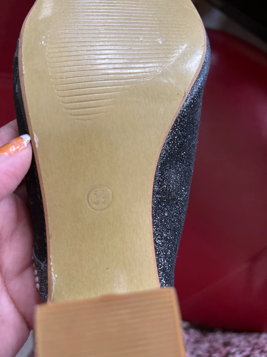 L'amour Black Glitter Mules Size 39 - photo 4