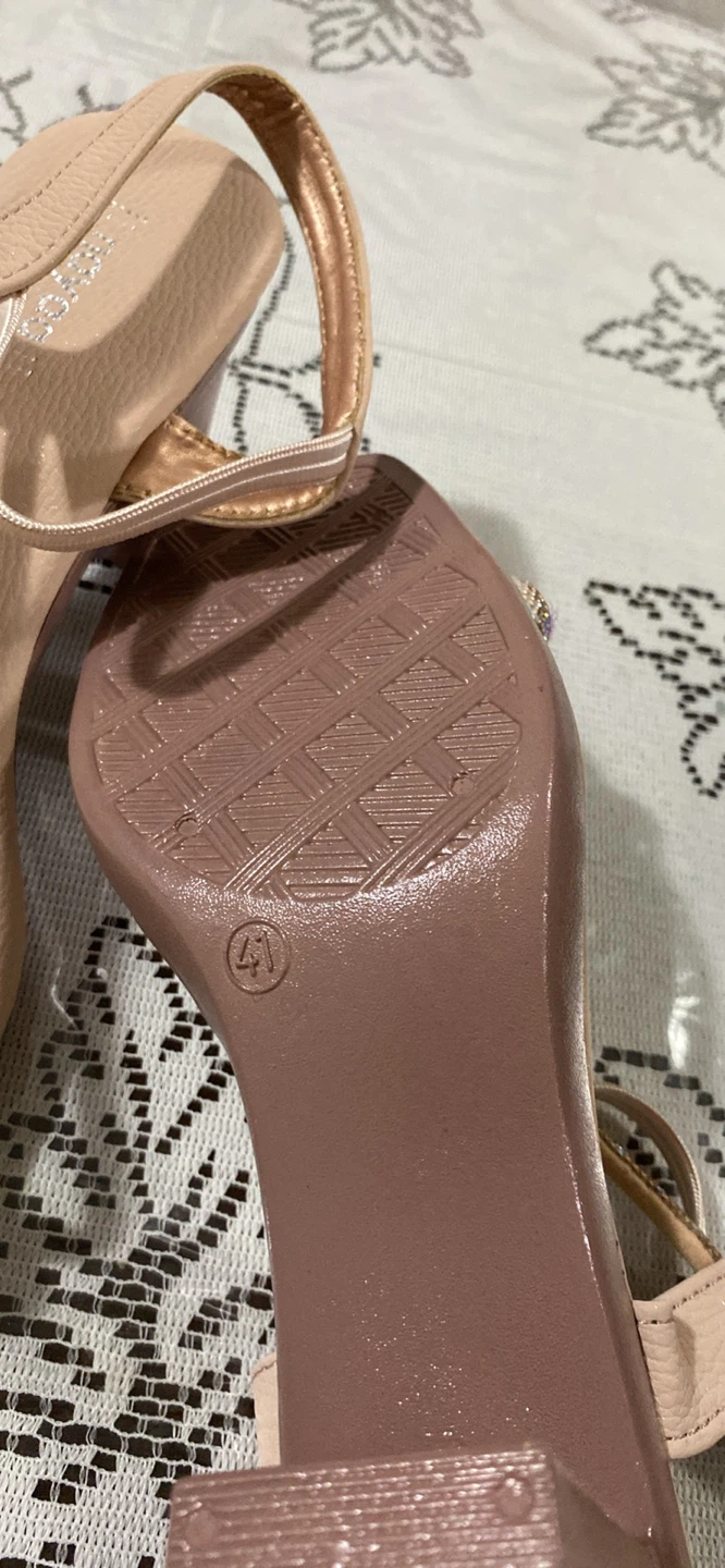 Beige Embellished Heeled Sandals - Size 41 - photo 4
