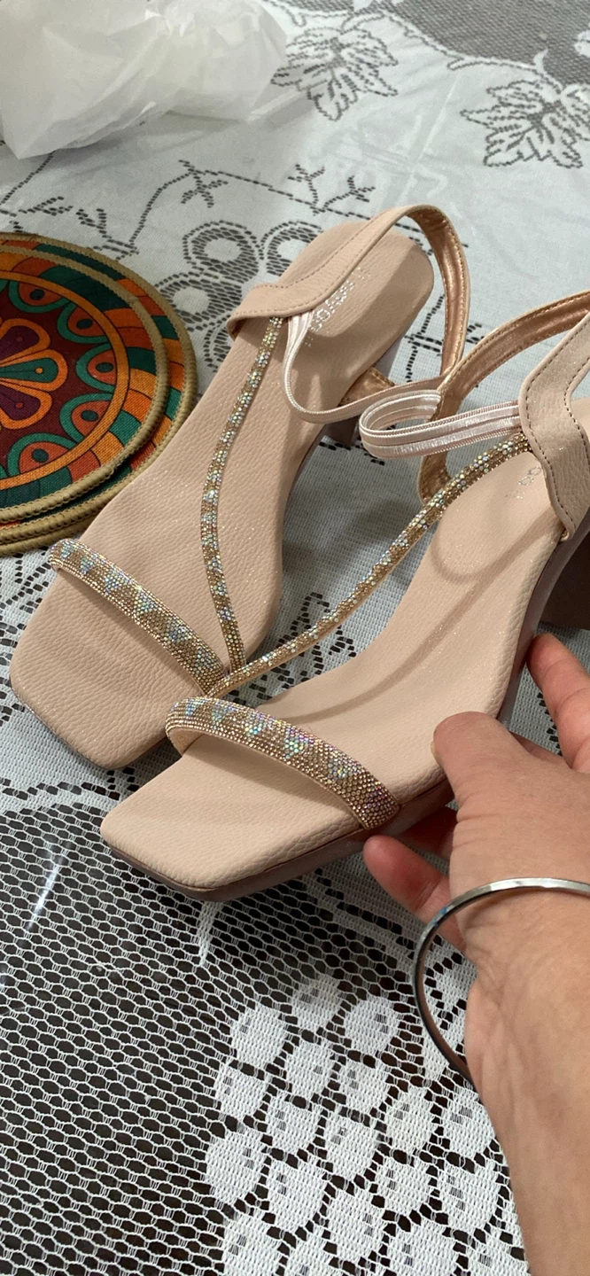 Beige Embellished Heeled Sandals - Size 41 - photo 5