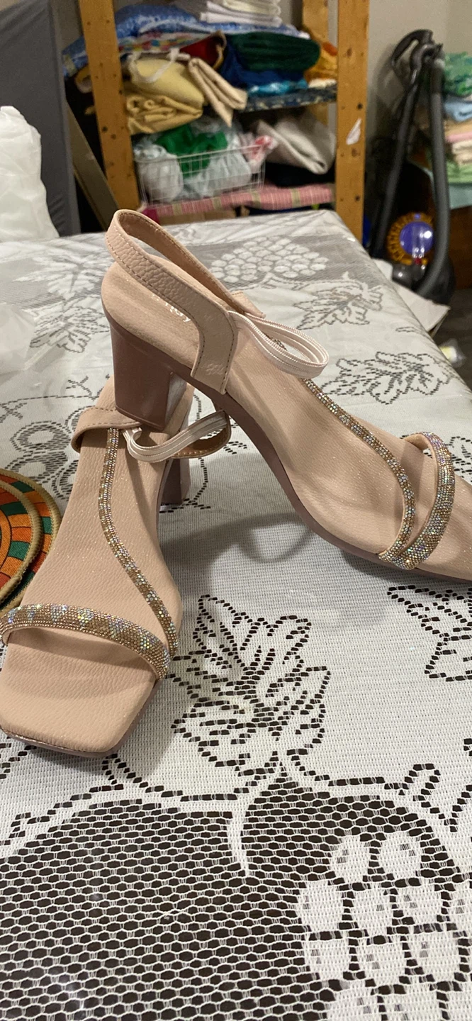 Beige Embellished Heeled Sandals - Size 41 - photo 3