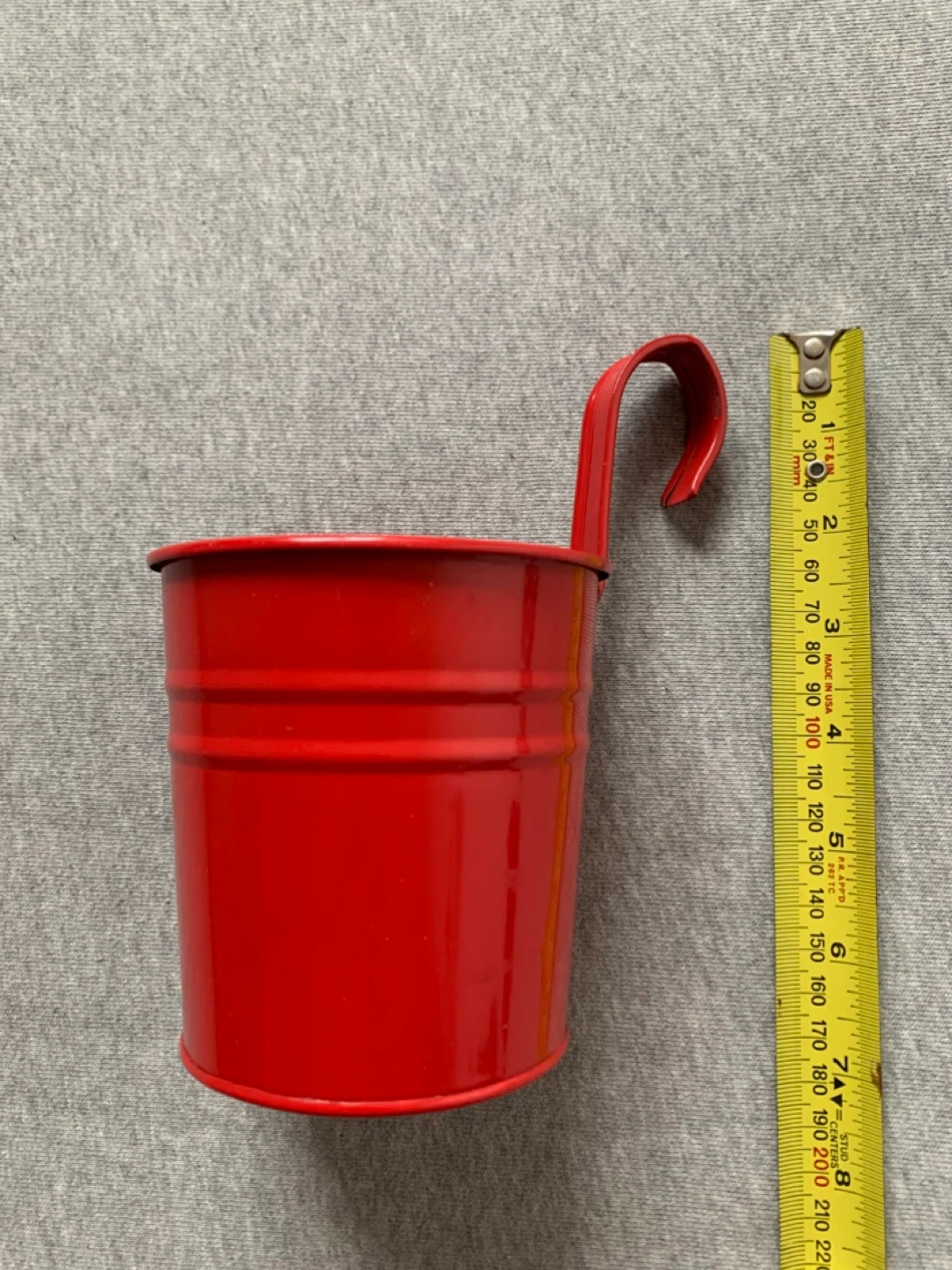 Red Hanging Metal Bucket - photo 3