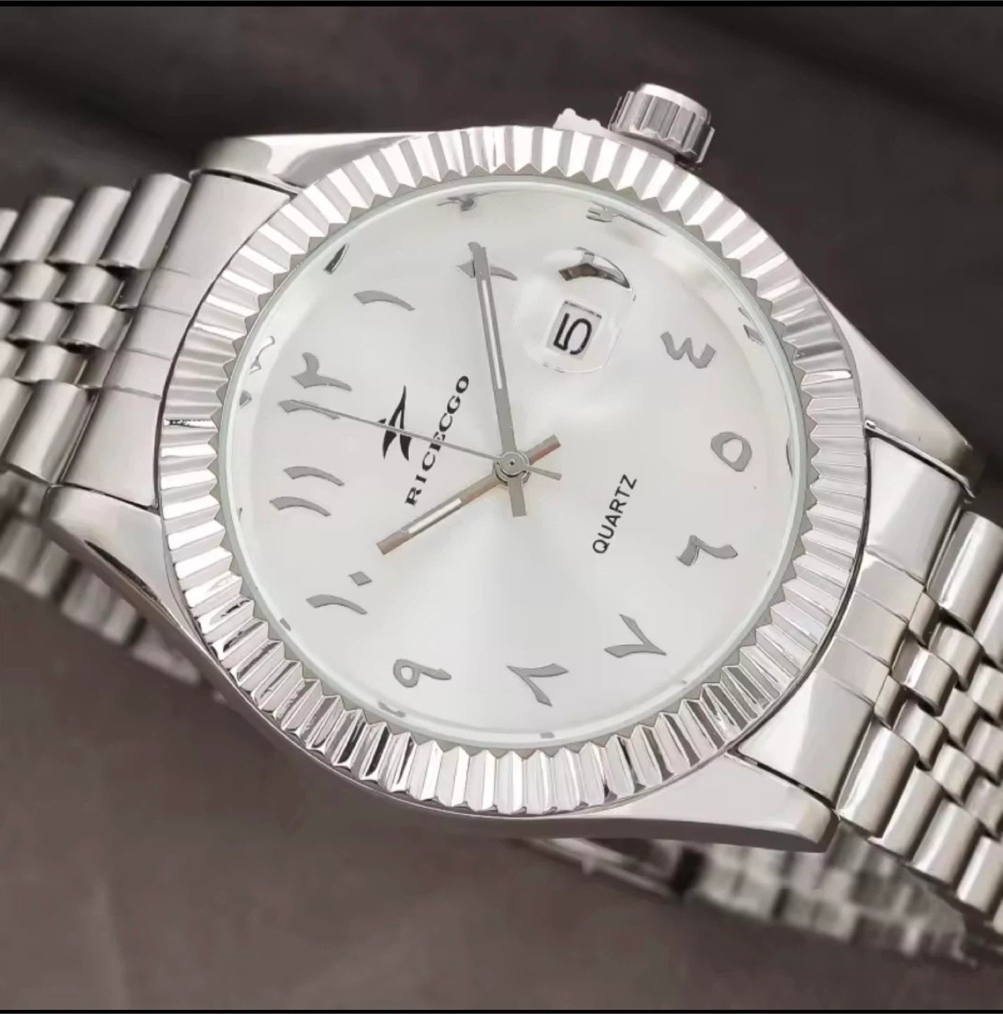 Arabic Numeral Silver Watch – New in Box | Datejust Style - photo 2