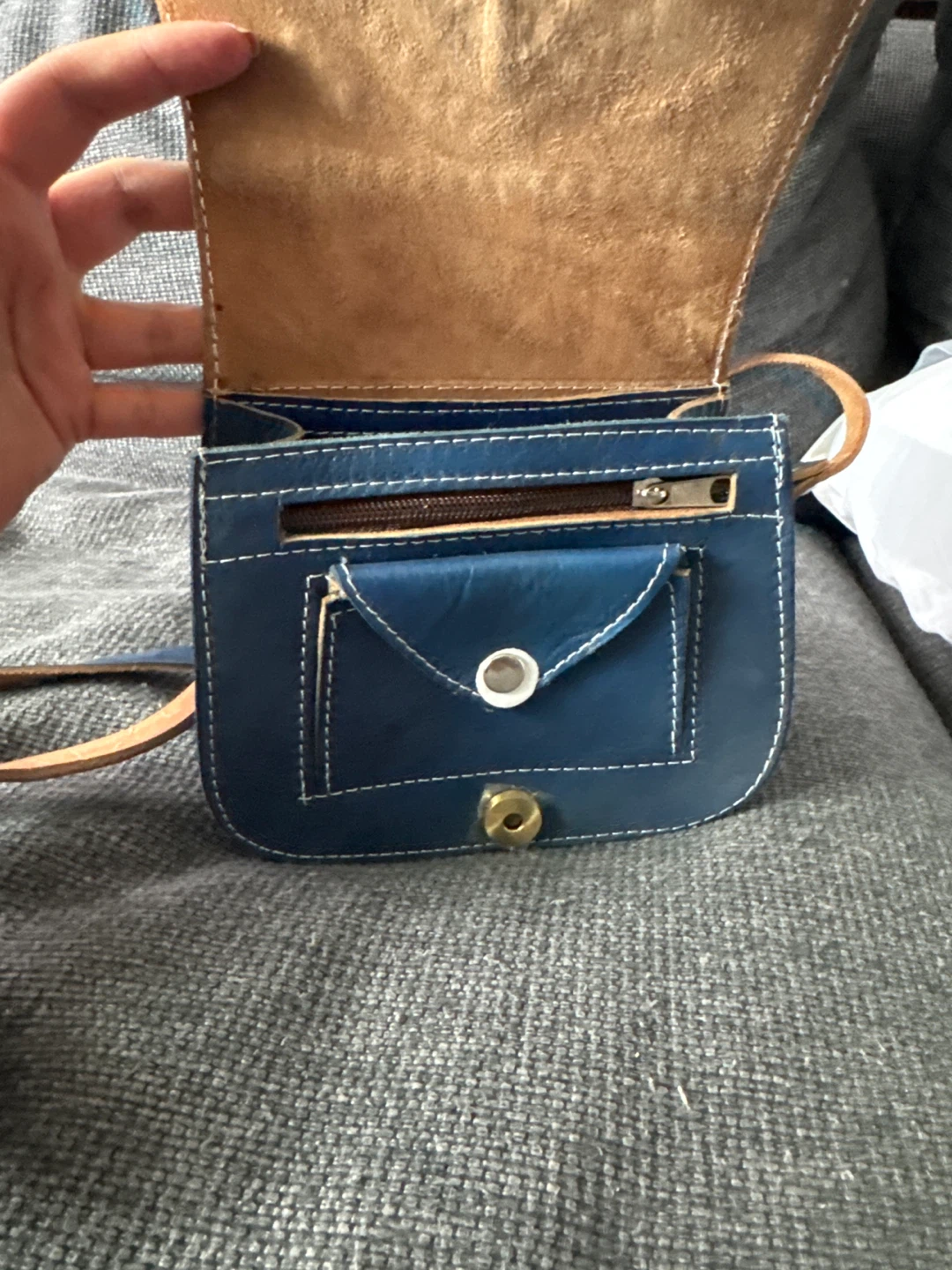 Small Blue Leather Crossbody Purse - photo 2