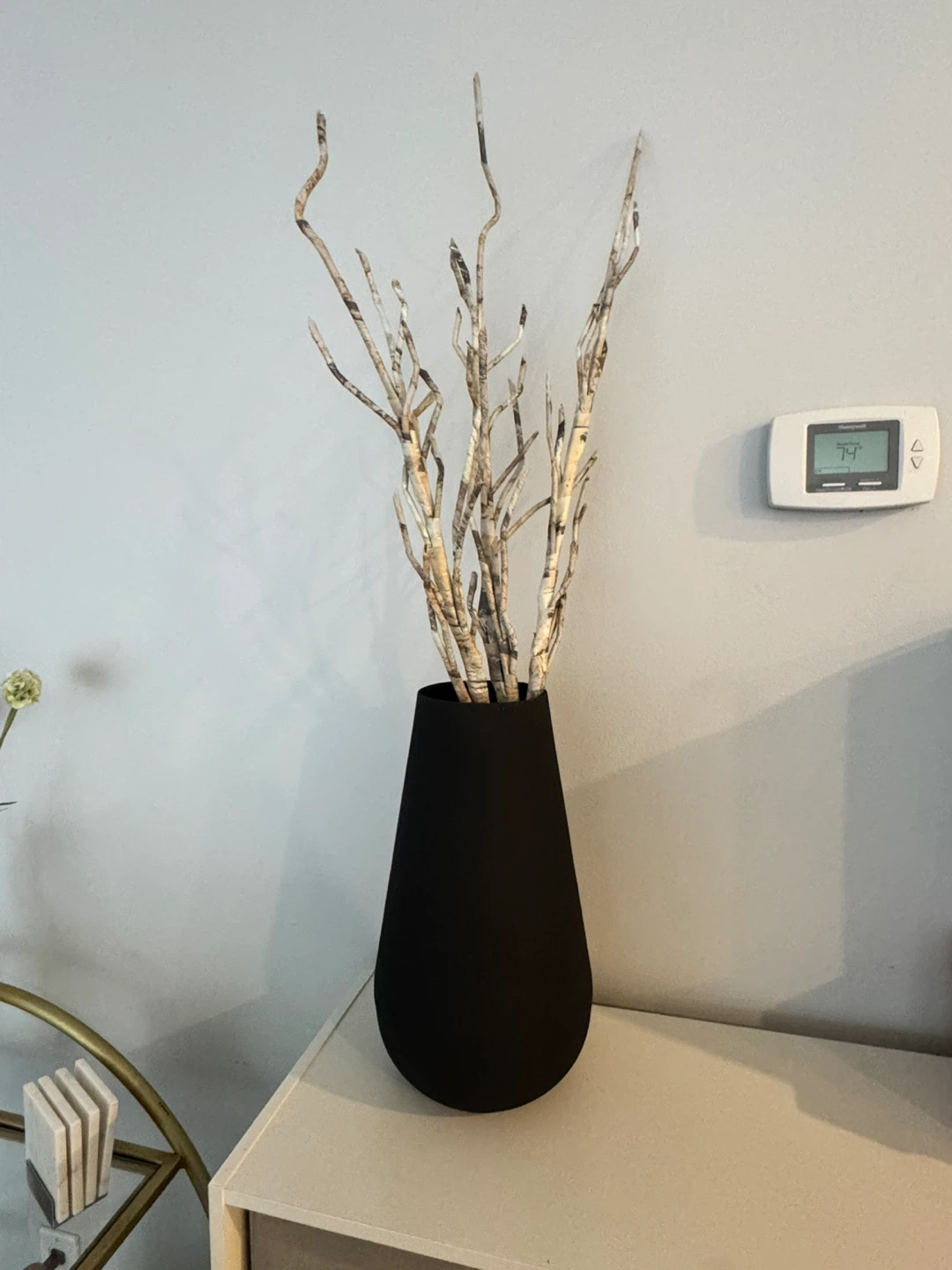 Crate & Barrel Black Vase & Faux Branches