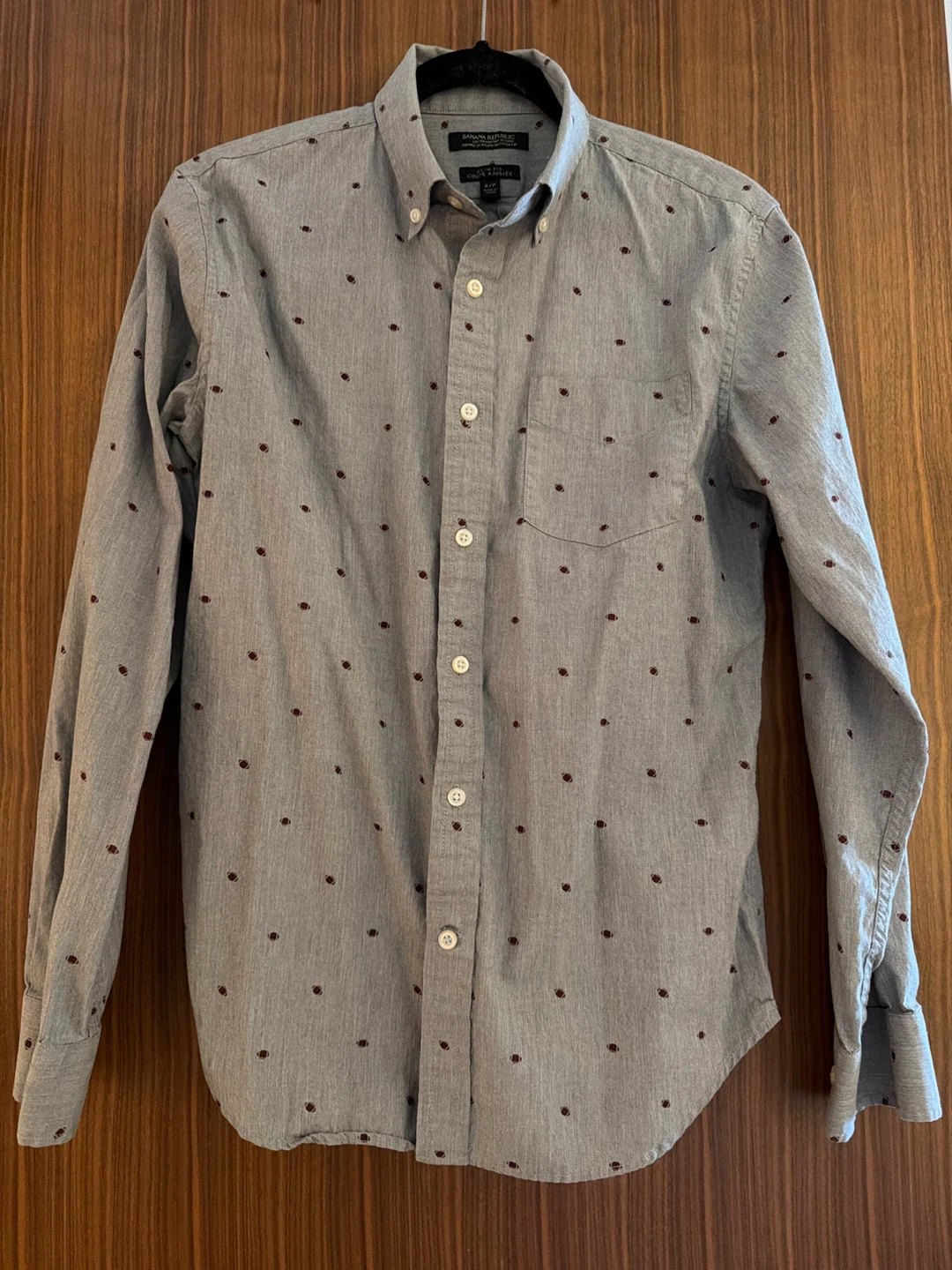 Banana Republic Slim Fit Button-Down Shirt - Grey Football Print