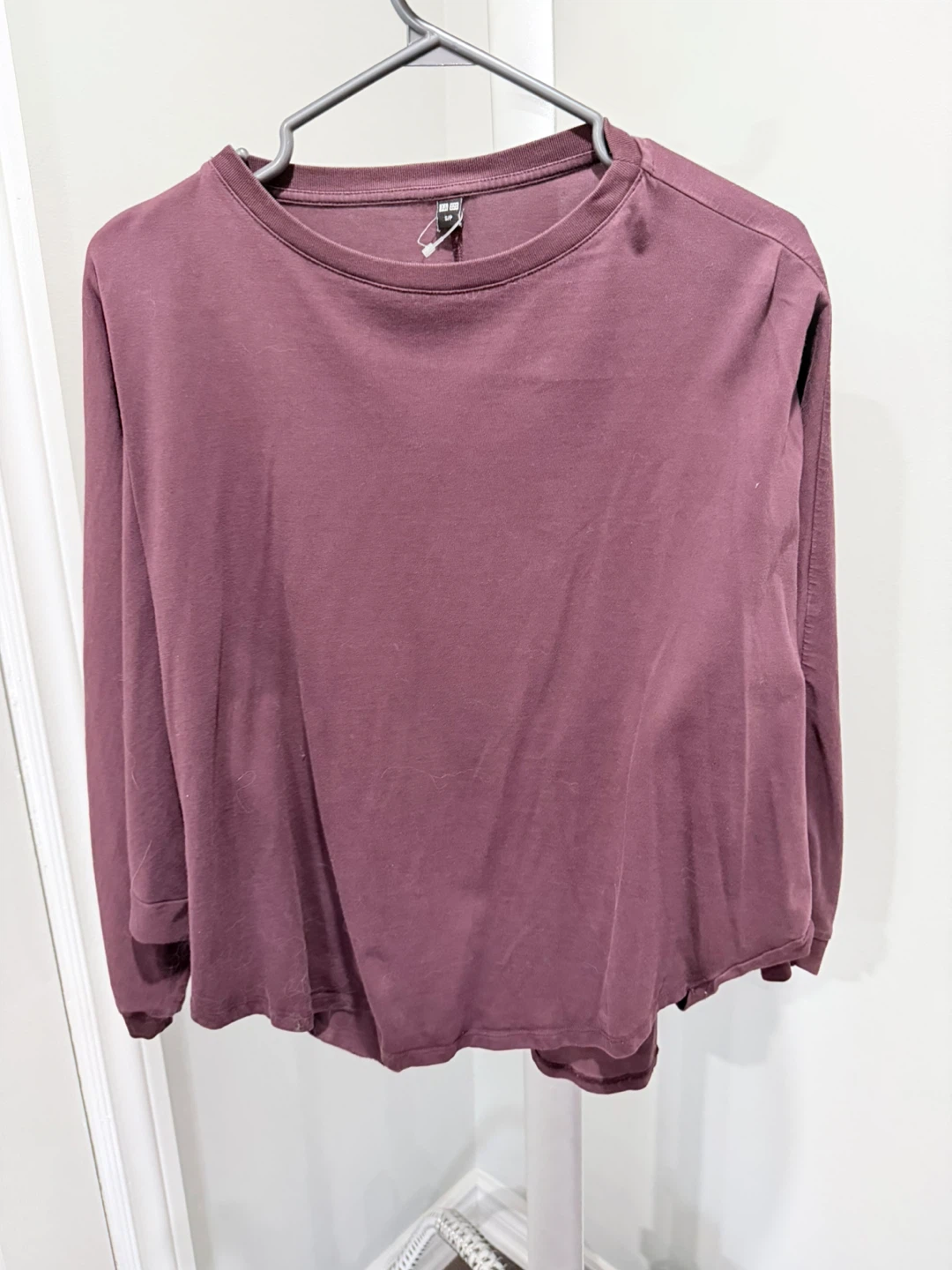 UNIQLO Long Sleeve Crew Neck Top - Burgundy - Medium - photo 2
