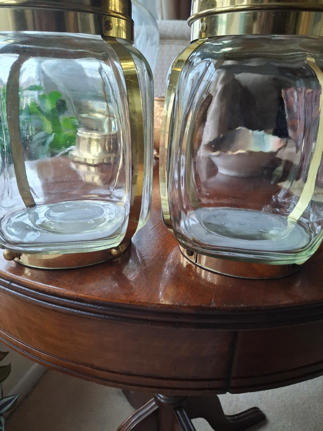 Pair of vintage glass & brass jars (priced per item) - photo 2