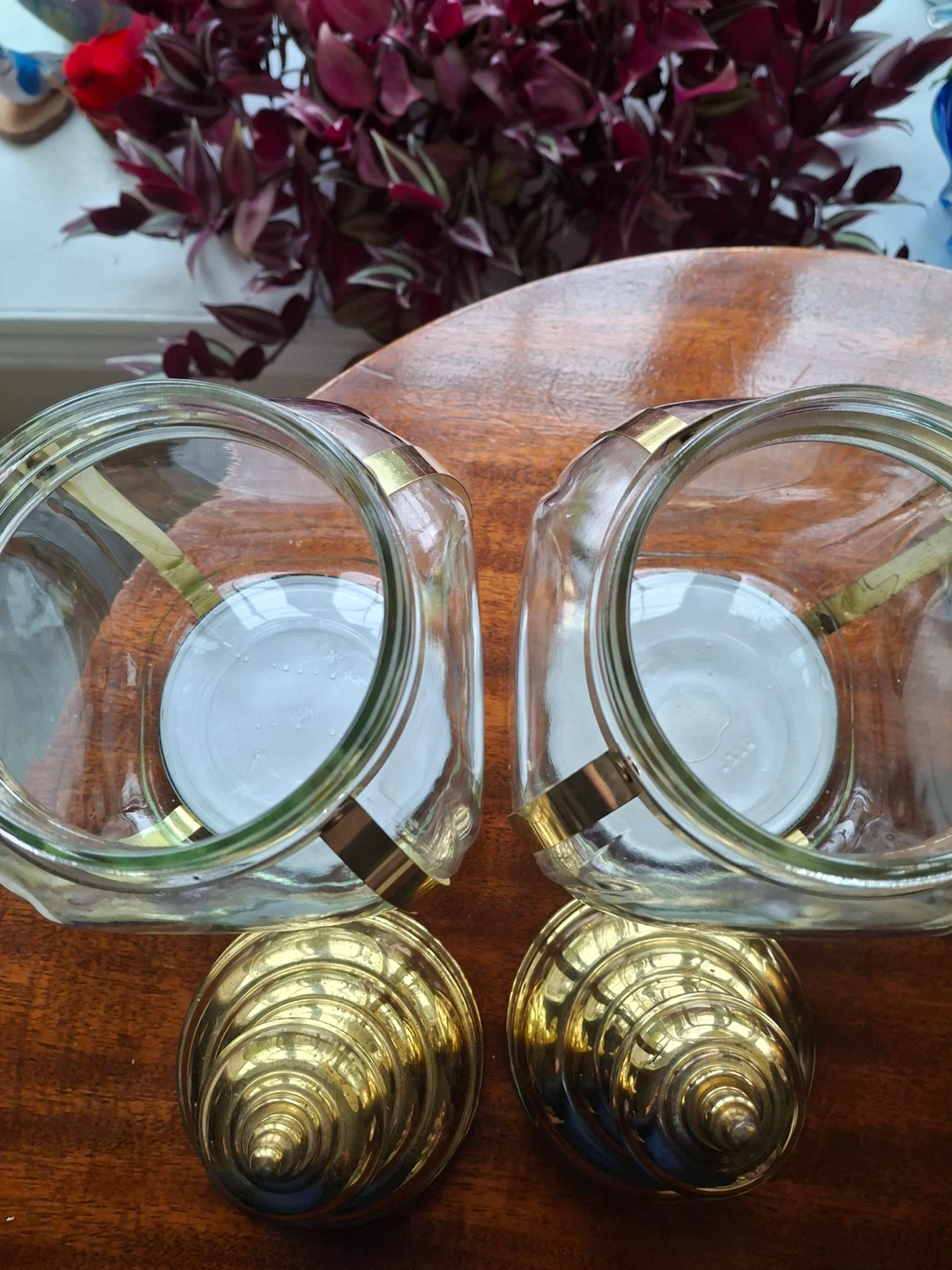 Pair of vintage glass & brass jars (priced per item) - photo 4